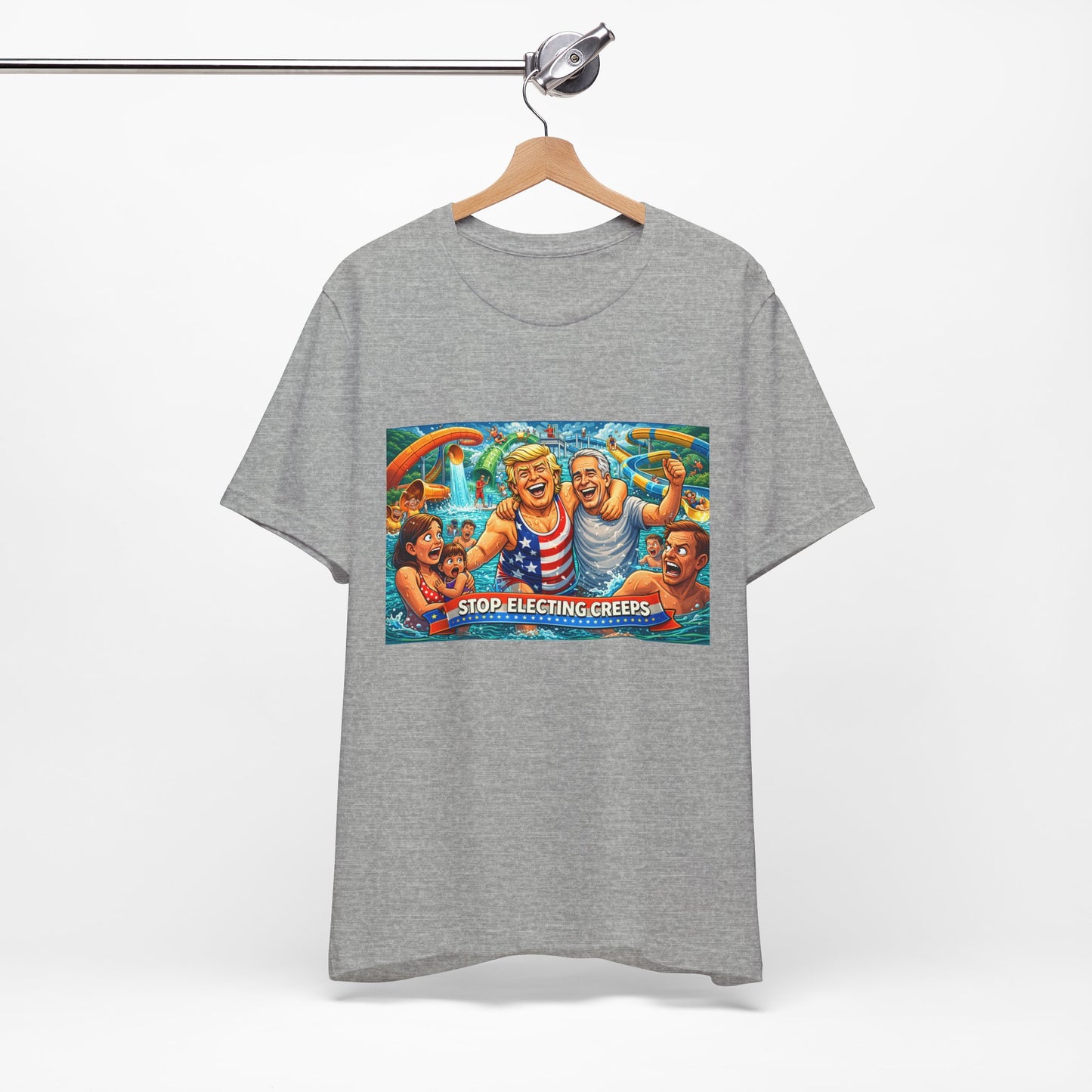 T‑Shirt — "Stop Fleecing Creeps" Beach Party Graphic Tee
