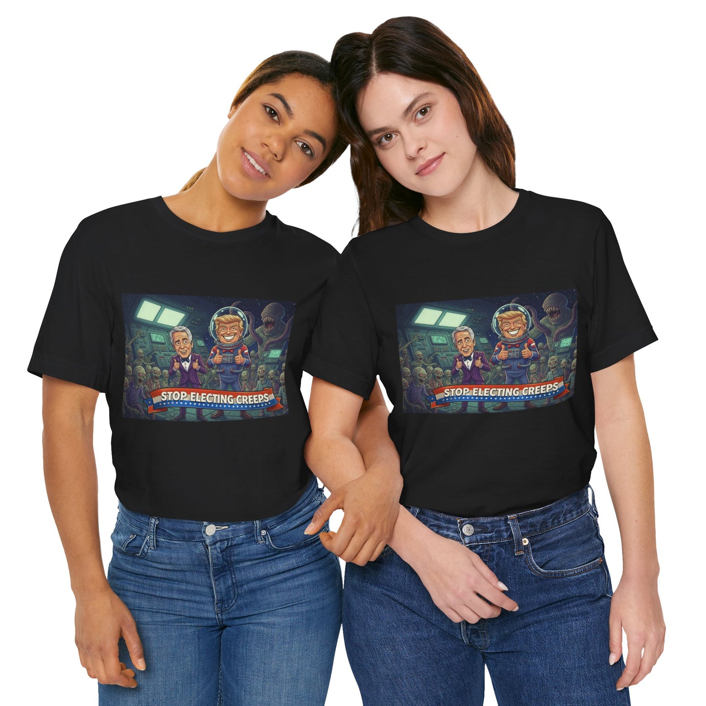 Political Satire Tee — “Stop Electing Creeps” Graphic Shirt