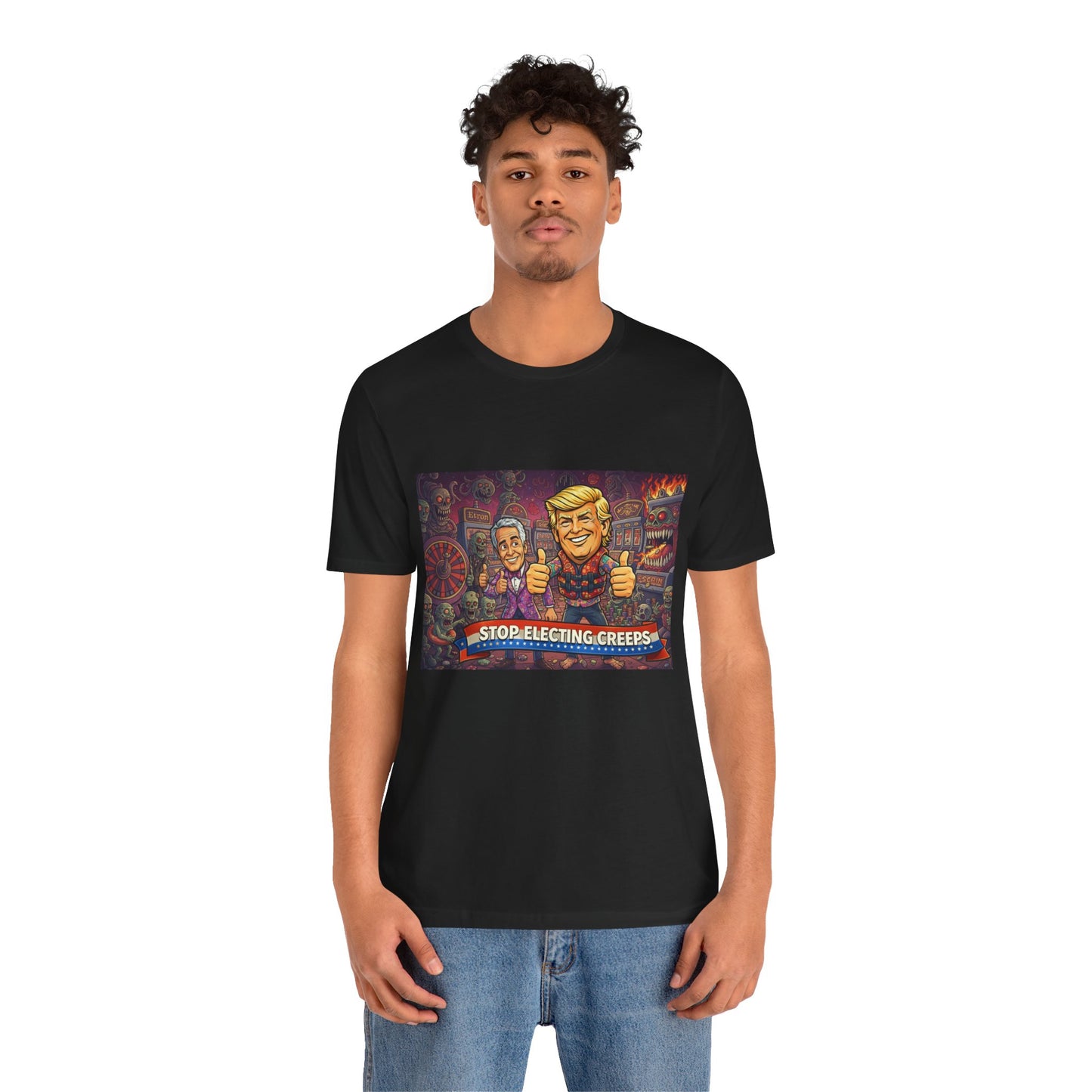 Political Satire Tee — "Stop Electing Creeps" Graphic Shirt