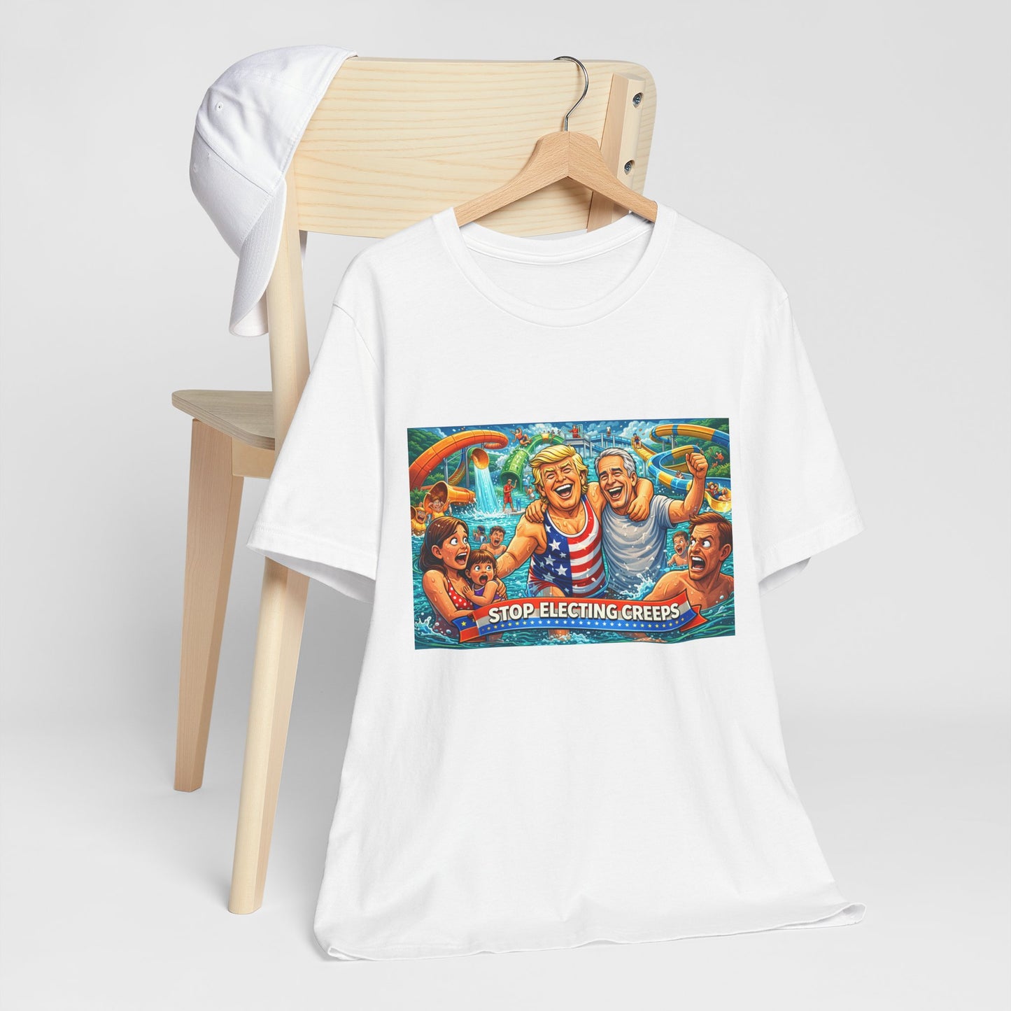 T‑Shirt — "Stop Fleecing Creeps" Beach Party Graphic Tee