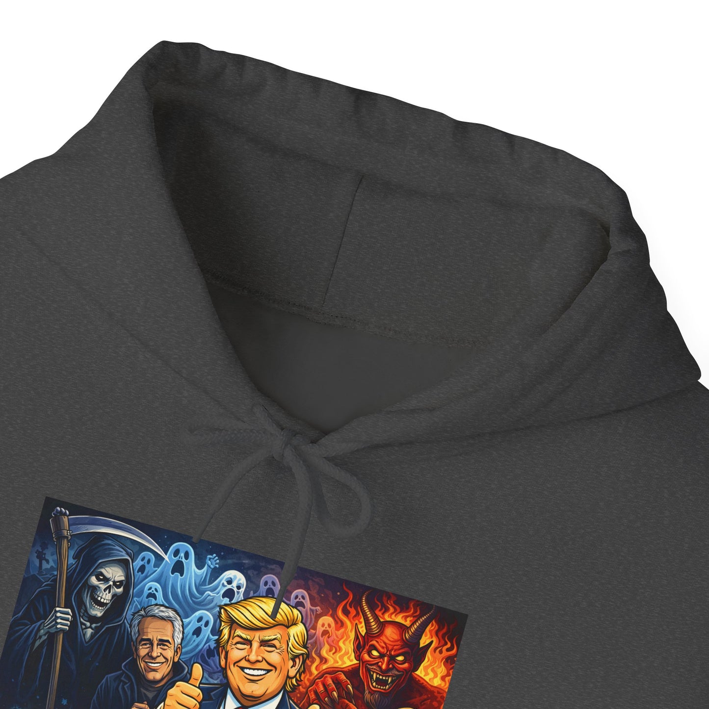 Political Caricature Hoodie — Bold Retro Satire Graphic Sweatshirt