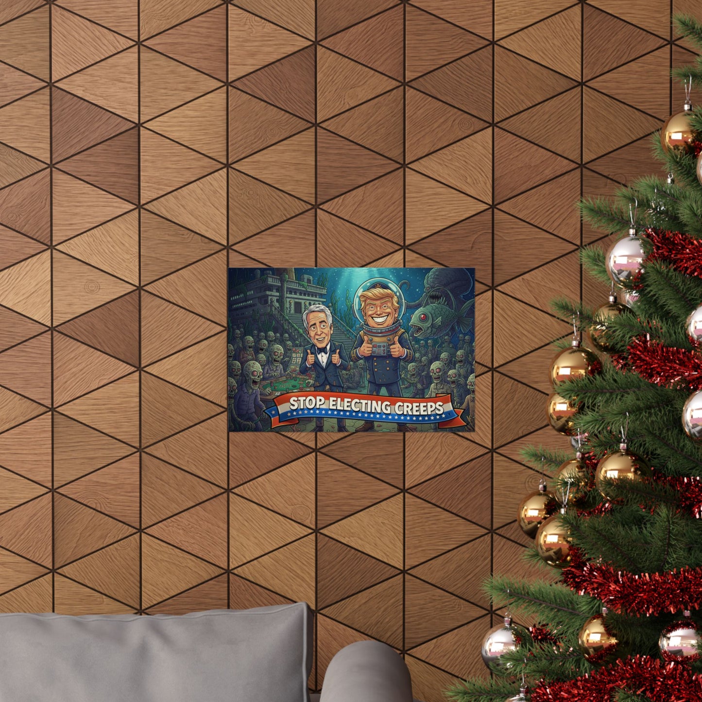 Matte Horizontal Poster — "Stop Electing Creeps" Political Satire Art Print