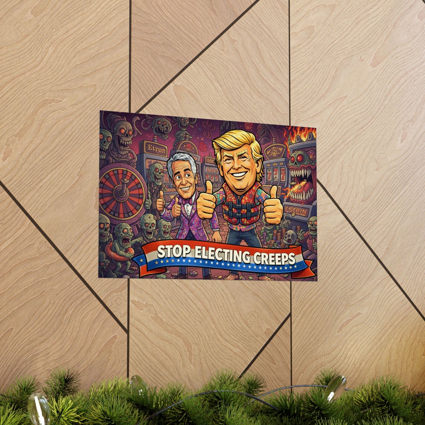 Matte Horizontal Poster — "Stop Electing Creeps" Political Satire Art Print