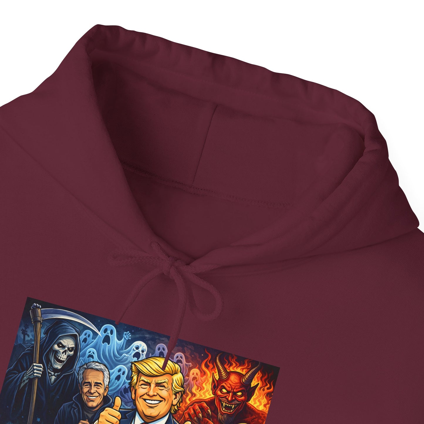 Political Caricature Hoodie — Bold Retro Satire Graphic Sweatshirt