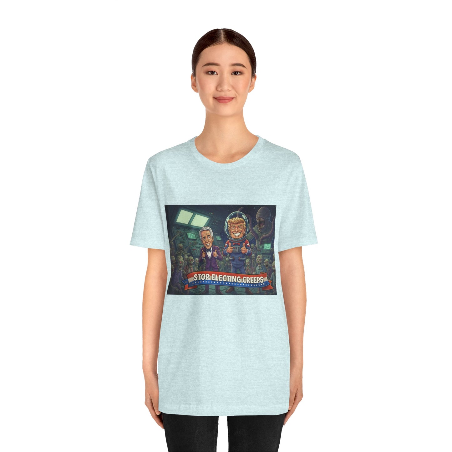 Political Satire Tee — “Stop Electing Creeps” Graphic Shirt