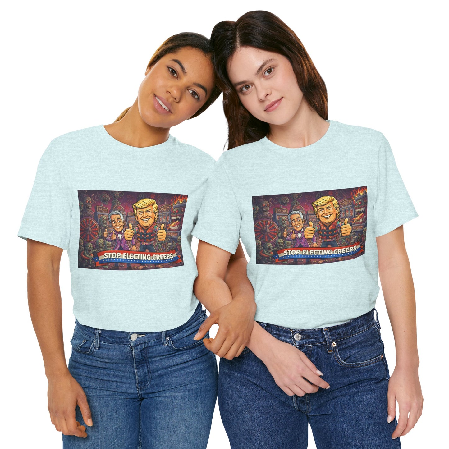 Political Satire Tee — "Stop Electing Creeps" Graphic Shirt