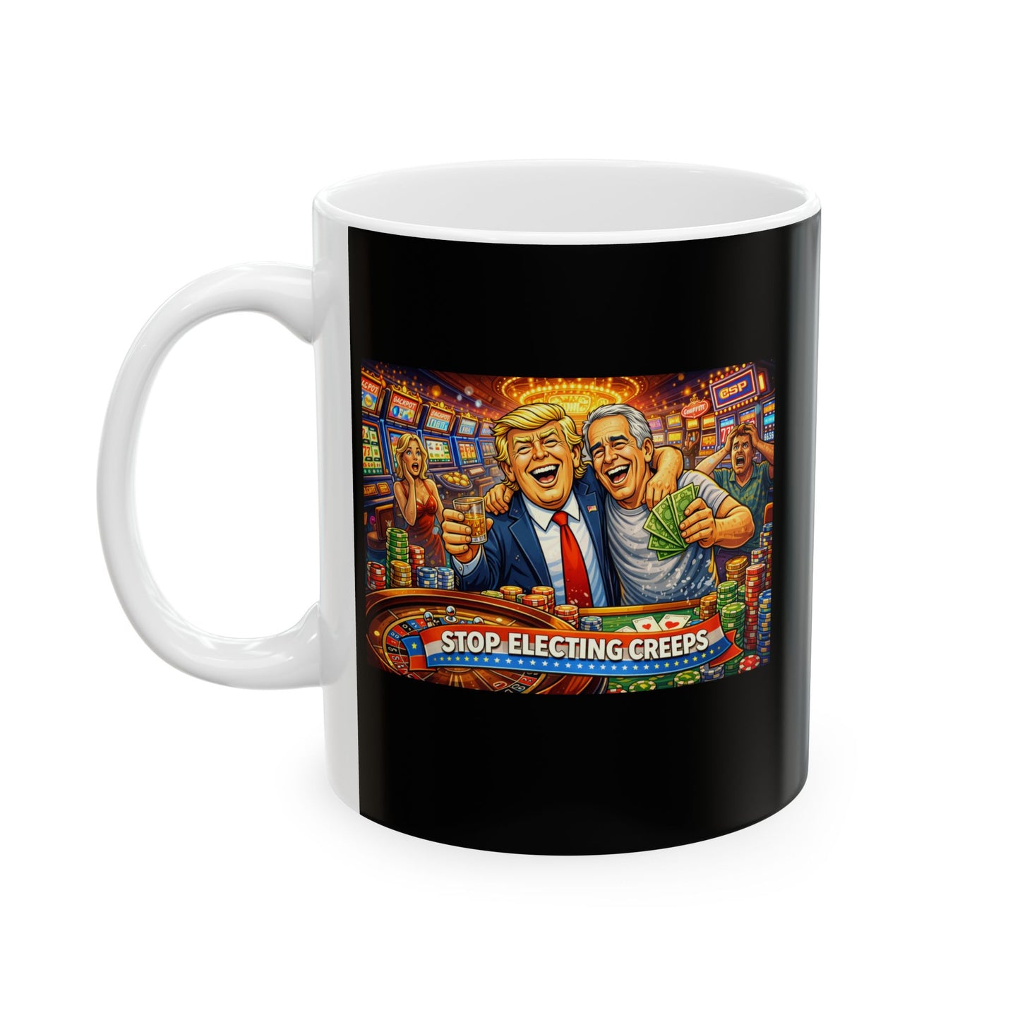 Gamer Arcade Ceramic Mug — Retro Slot Machine Art Coffee Cup (11oz & 15oz)