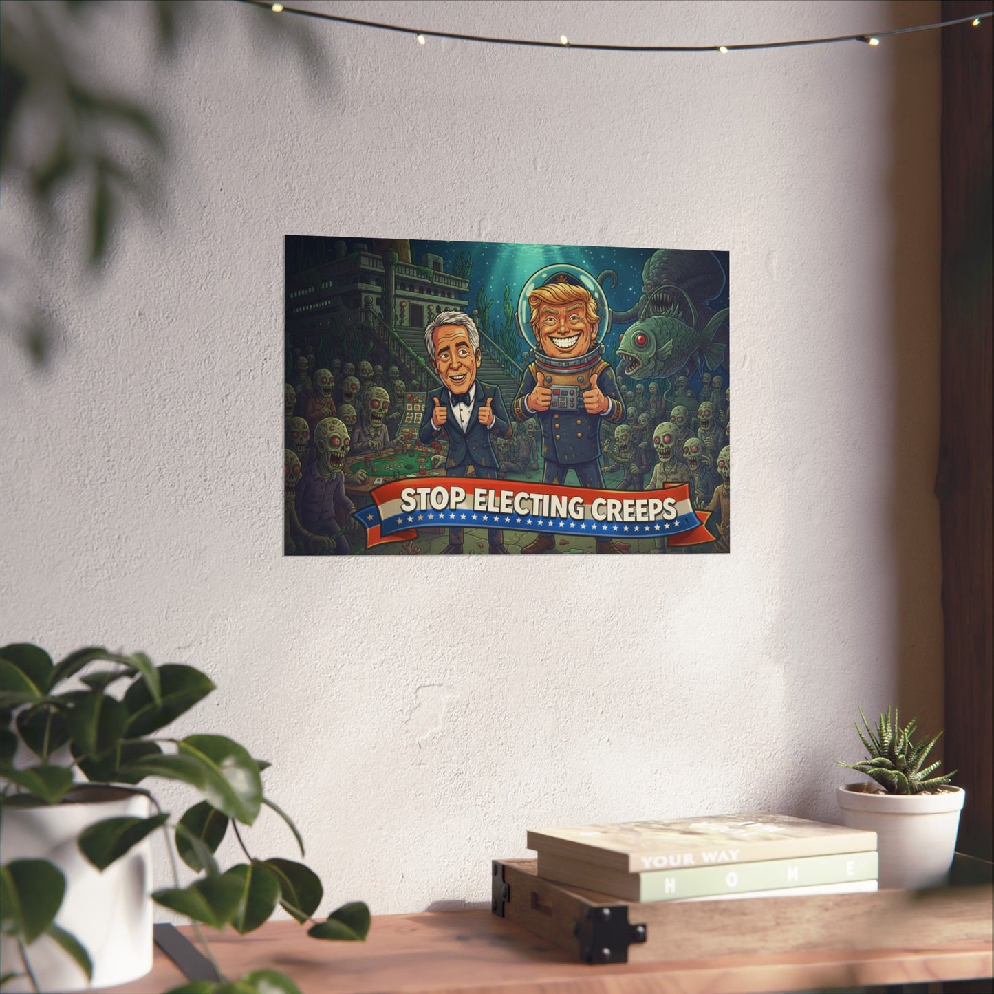 Matte Horizontal Poster — "Stop Electing Creeps" Political Satire Art Print