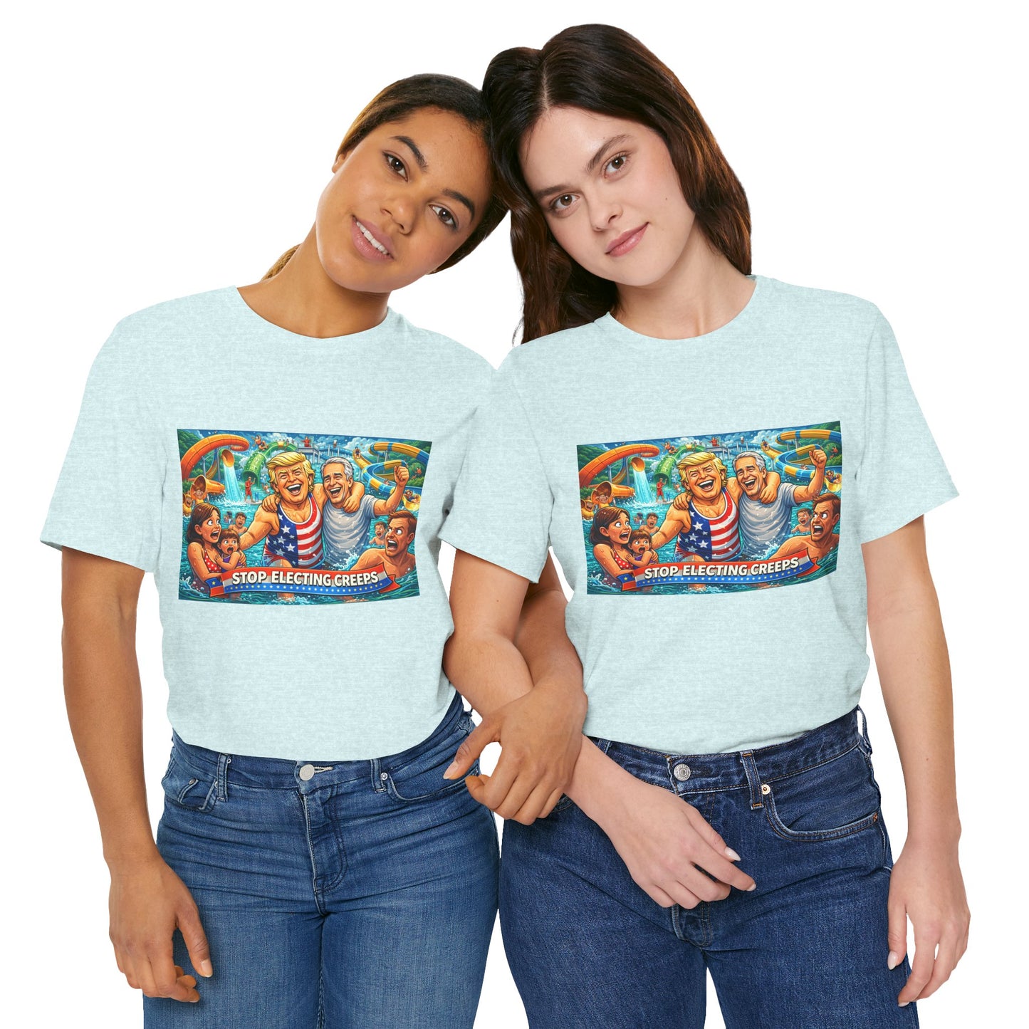 T‑Shirt — "Stop Fleecing Creeps" Beach Party Graphic Tee