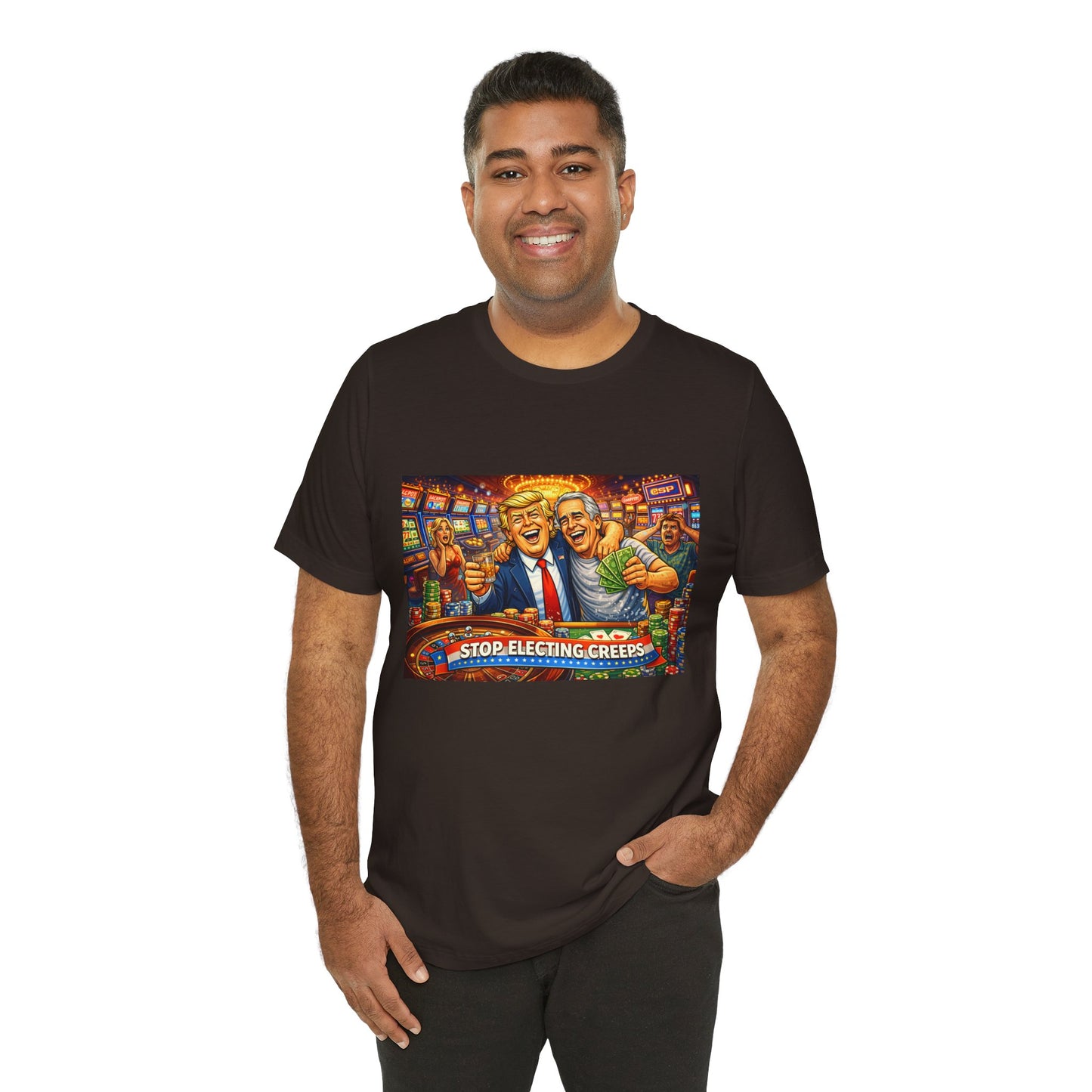 Stop Electing Creeps Graphic Tee — Political Satire T‑Shirt