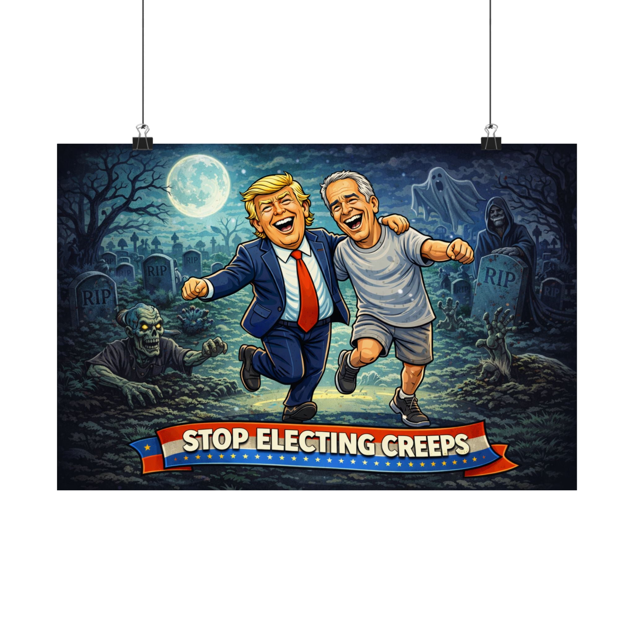 Matte Horizontal Poster — "Stop Electing Creeps" Political Satire Print