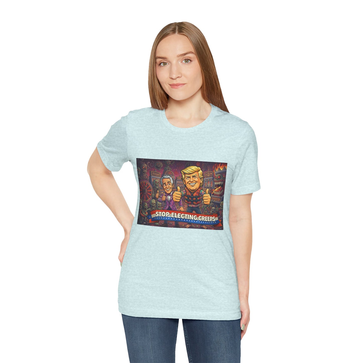Political Satire Tee — "Stop Electing Creeps" Graphic Shirt