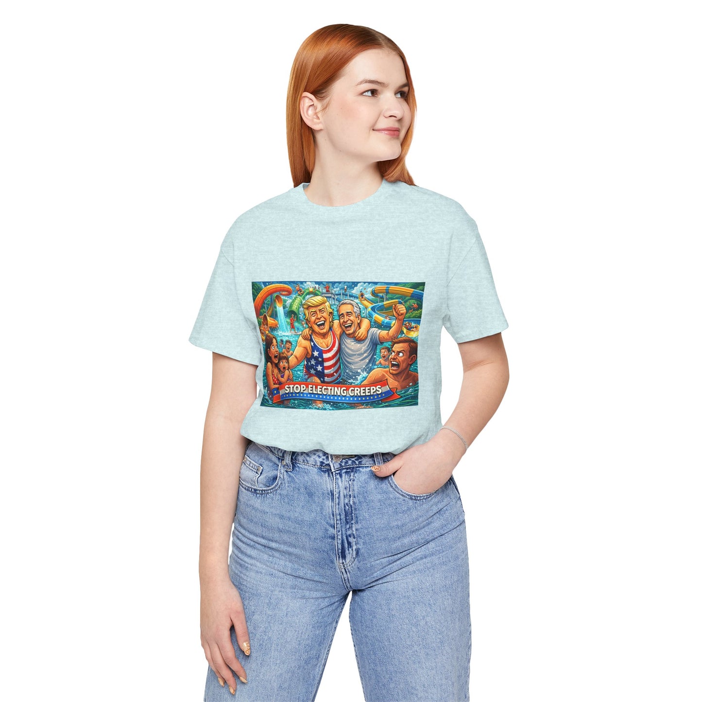 T‑Shirt — "Stop Fleecing Creeps" Beach Party Graphic Tee