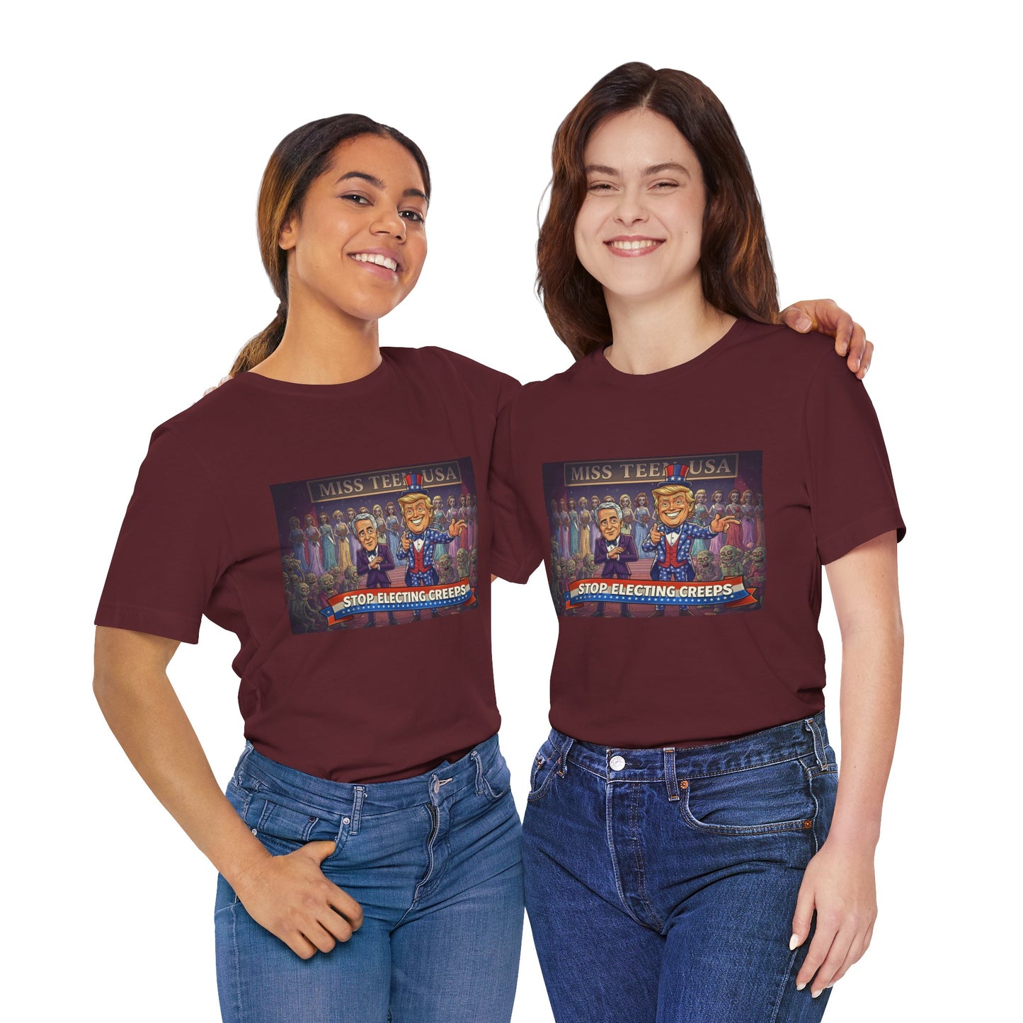 Political Satire Tee – "Stop Electing Creeps" Graphic Shirt