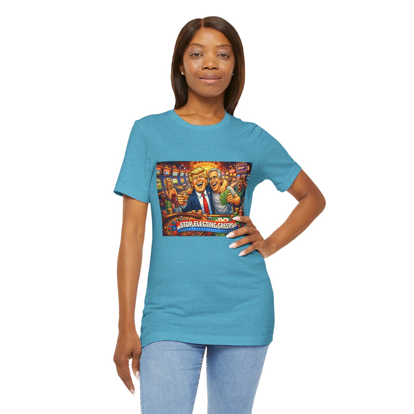 Stop Electing Creeps Graphic Tee — Political Satire T‑Shirt