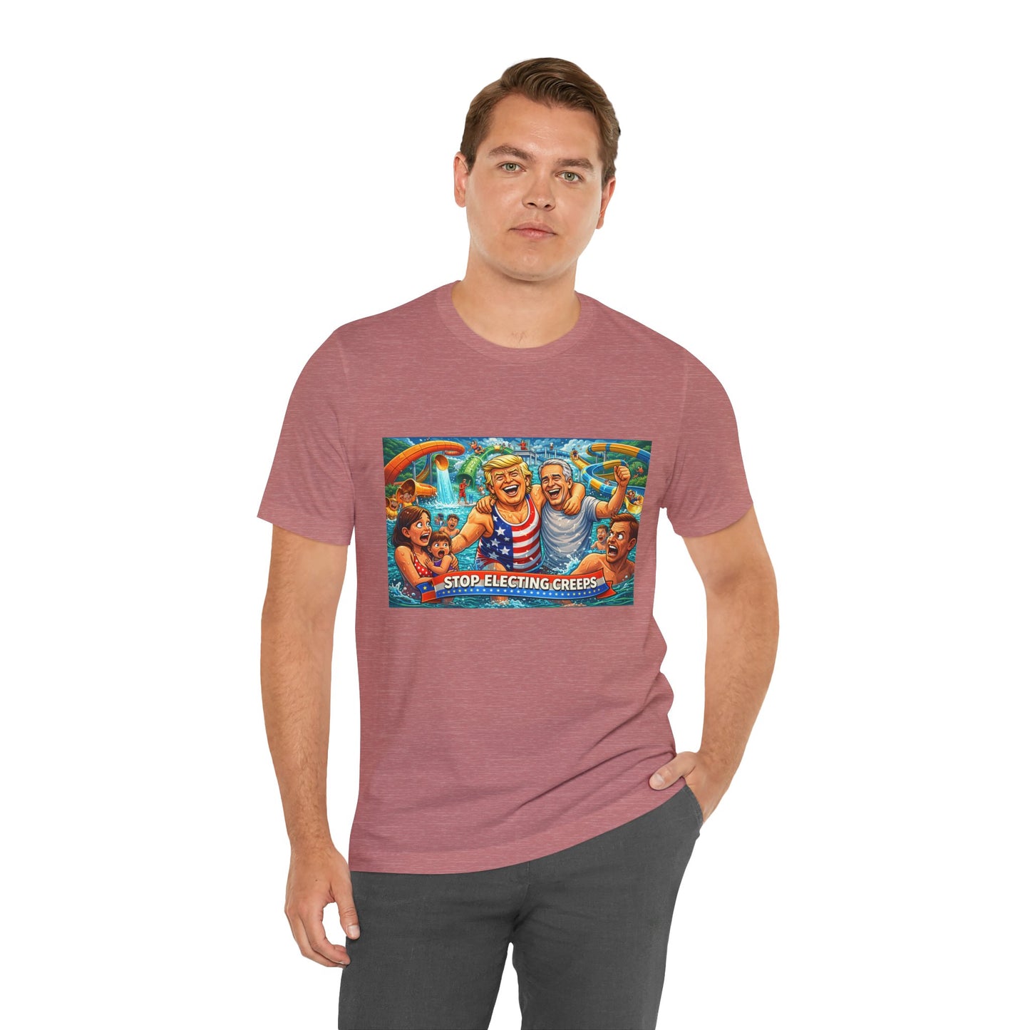 T‑Shirt — "Stop Fleecing Creeps" Beach Party Graphic Tee