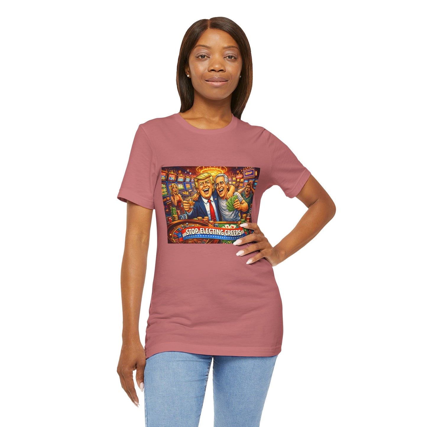 Stop Electing Creeps Graphic Tee — Political Satire T‑Shirt
