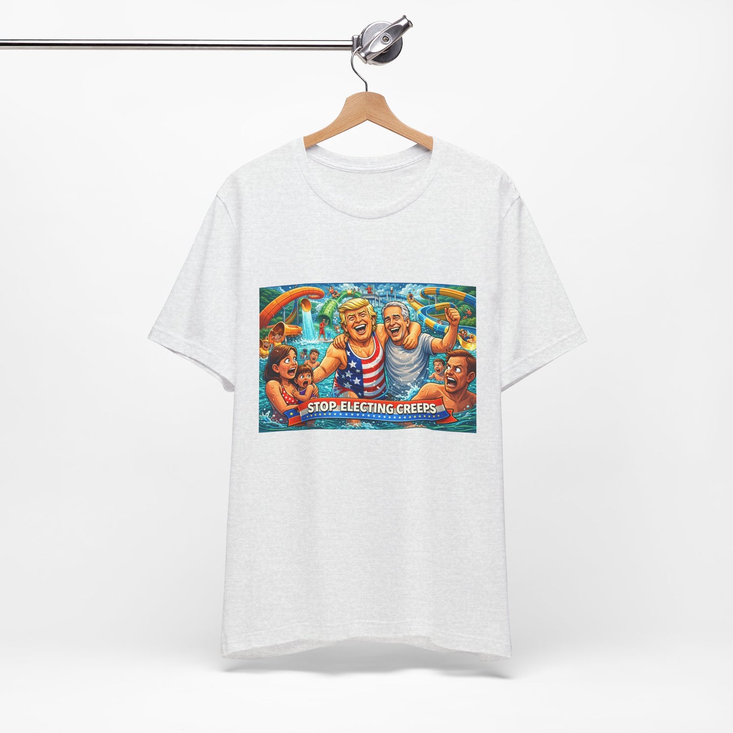 T‑Shirt — "Stop Fleecing Creeps" Beach Party Graphic Tee