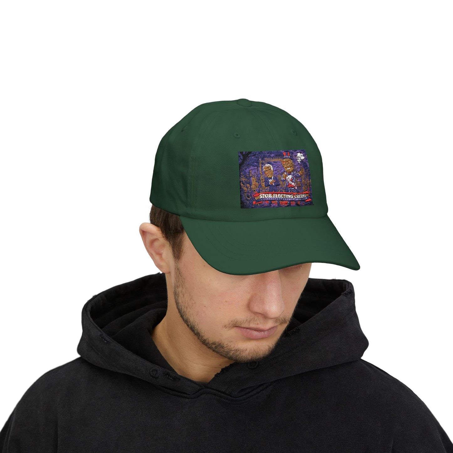 Classic Dad Cap — Retro Cartoon 'Stop Electing Creeps' Embroidered Baseball Hat