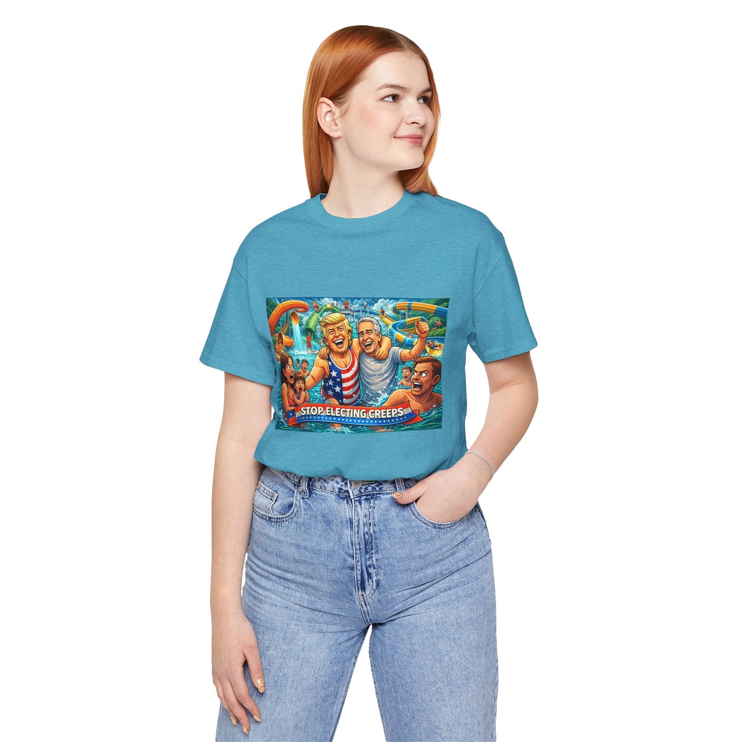 T‑Shirt — "Stop Fleecing Creeps" Beach Party Graphic Tee