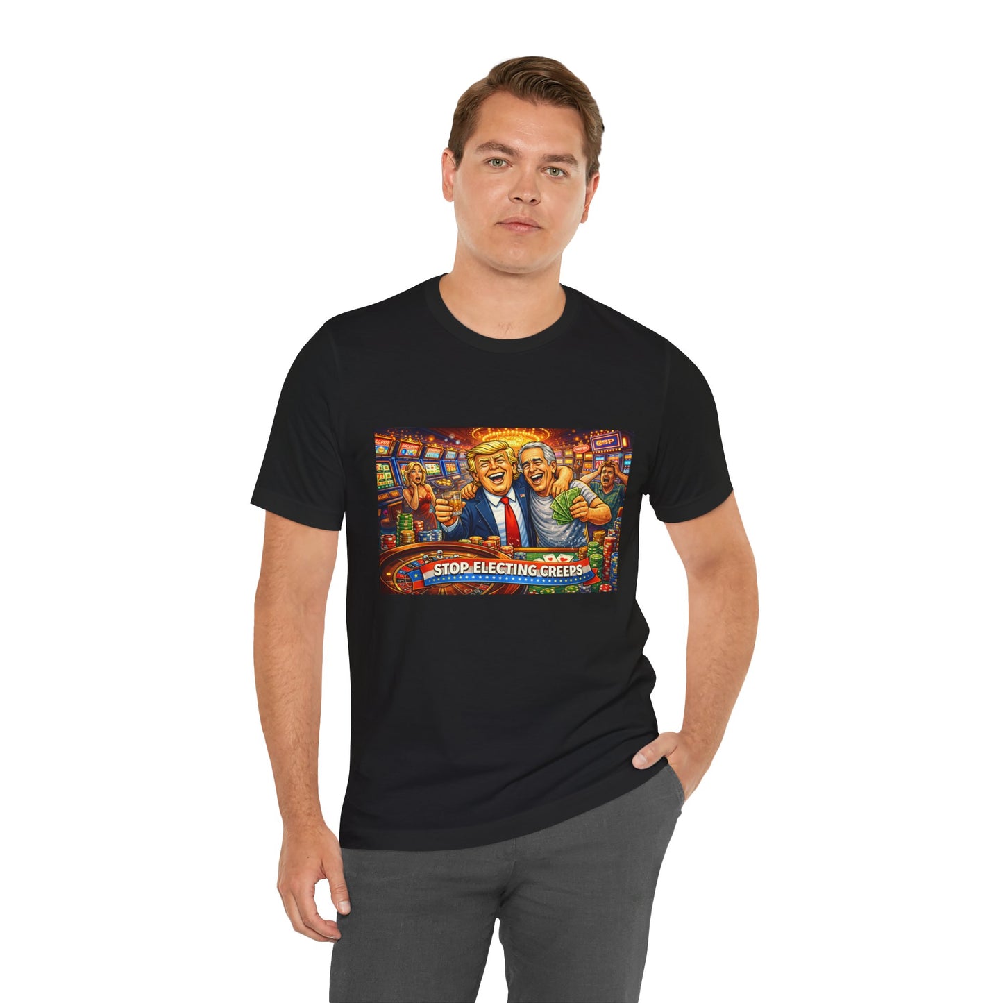 Stop Electing Creeps Graphic Tee — Political Satire T‑Shirt