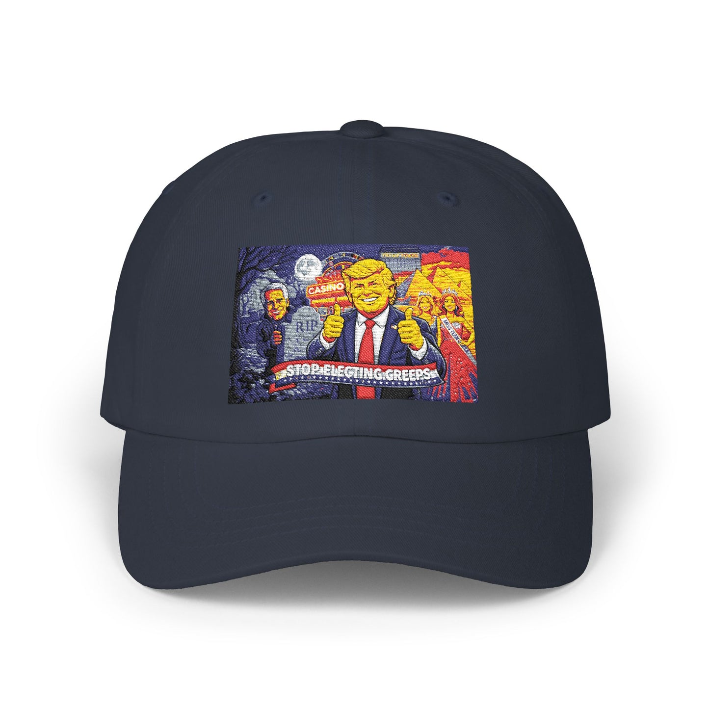 Dad Cap with Pixel Art Political Leader Design