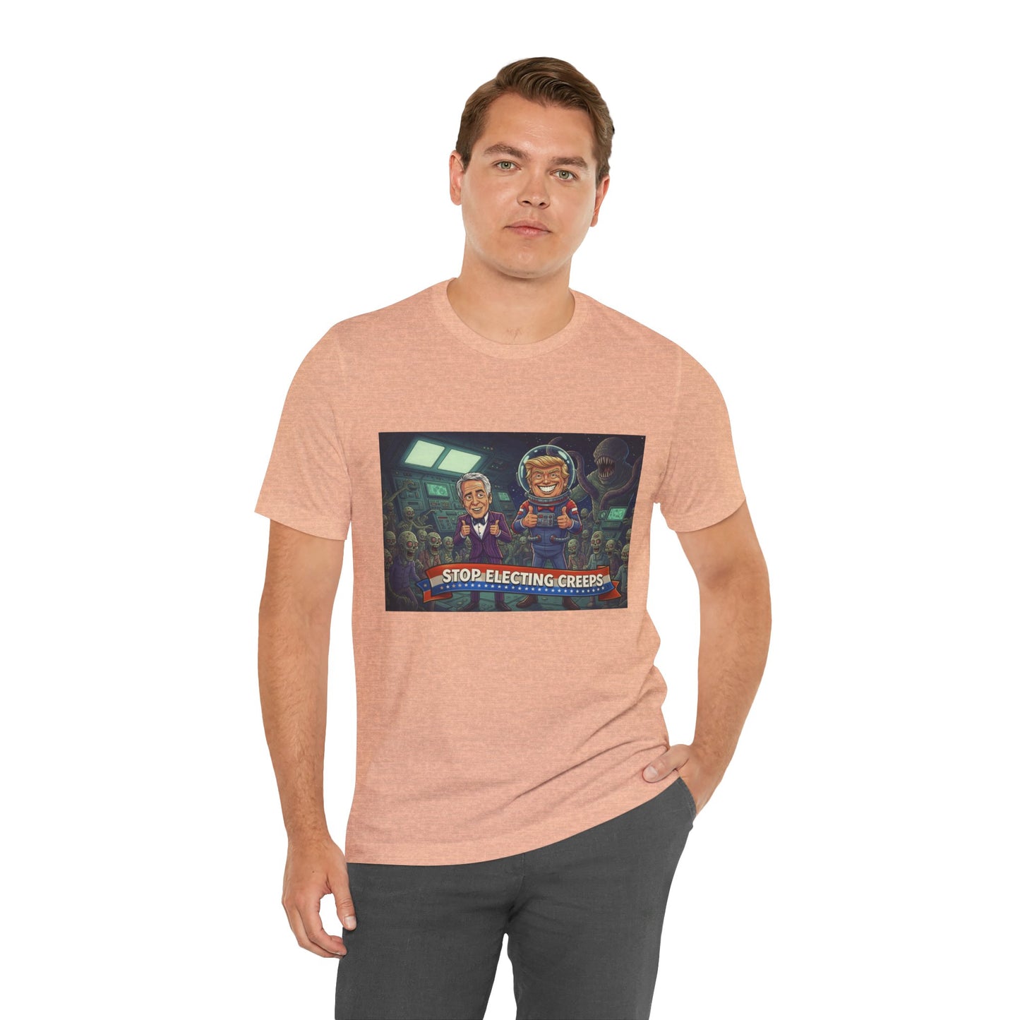 Political Satire Tee — “Stop Electing Creeps” Graphic Shirt