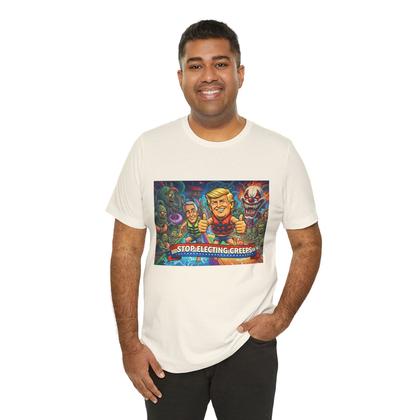 Political Graphic Tee — "Stop Electing Creeps" Bold Protest T‑Shirt