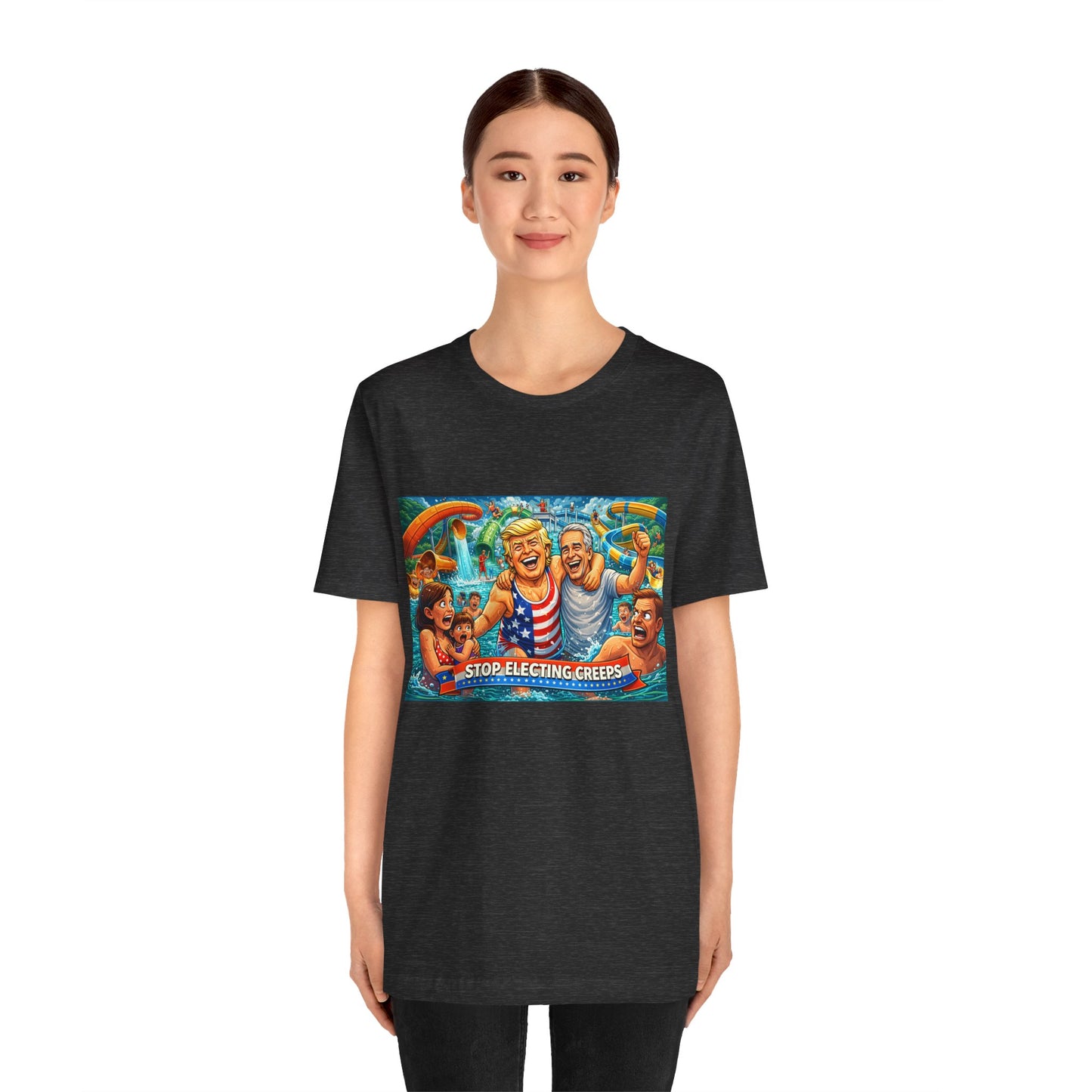 T‑Shirt — "Stop Fleecing Creeps" Beach Party Graphic Tee