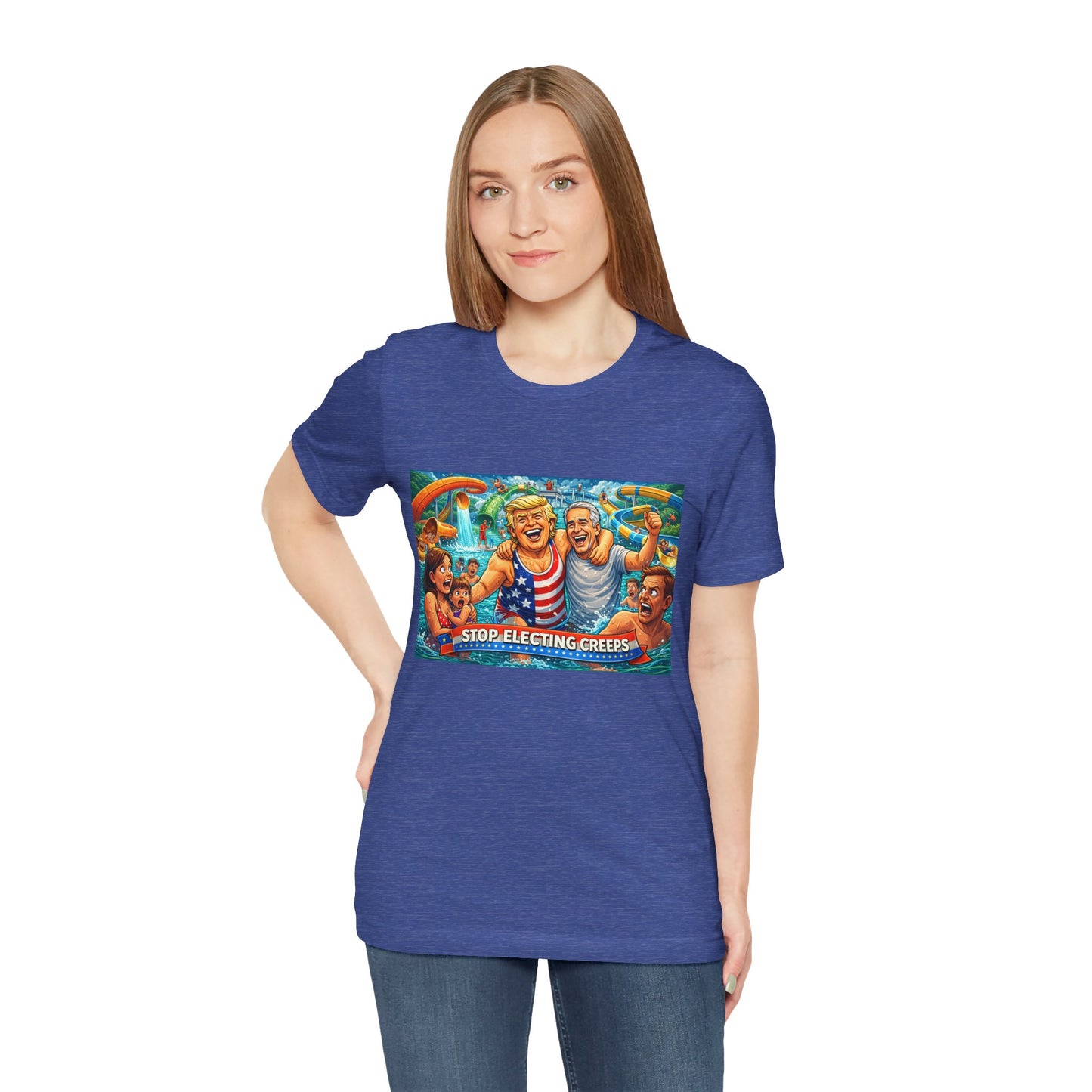 T‑Shirt — "Stop Fleecing Creeps" Beach Party Graphic Tee