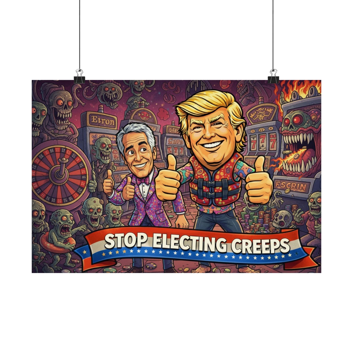 Matte Horizontal Poster — "Stop Electing Creeps" Political Satire Art Print
