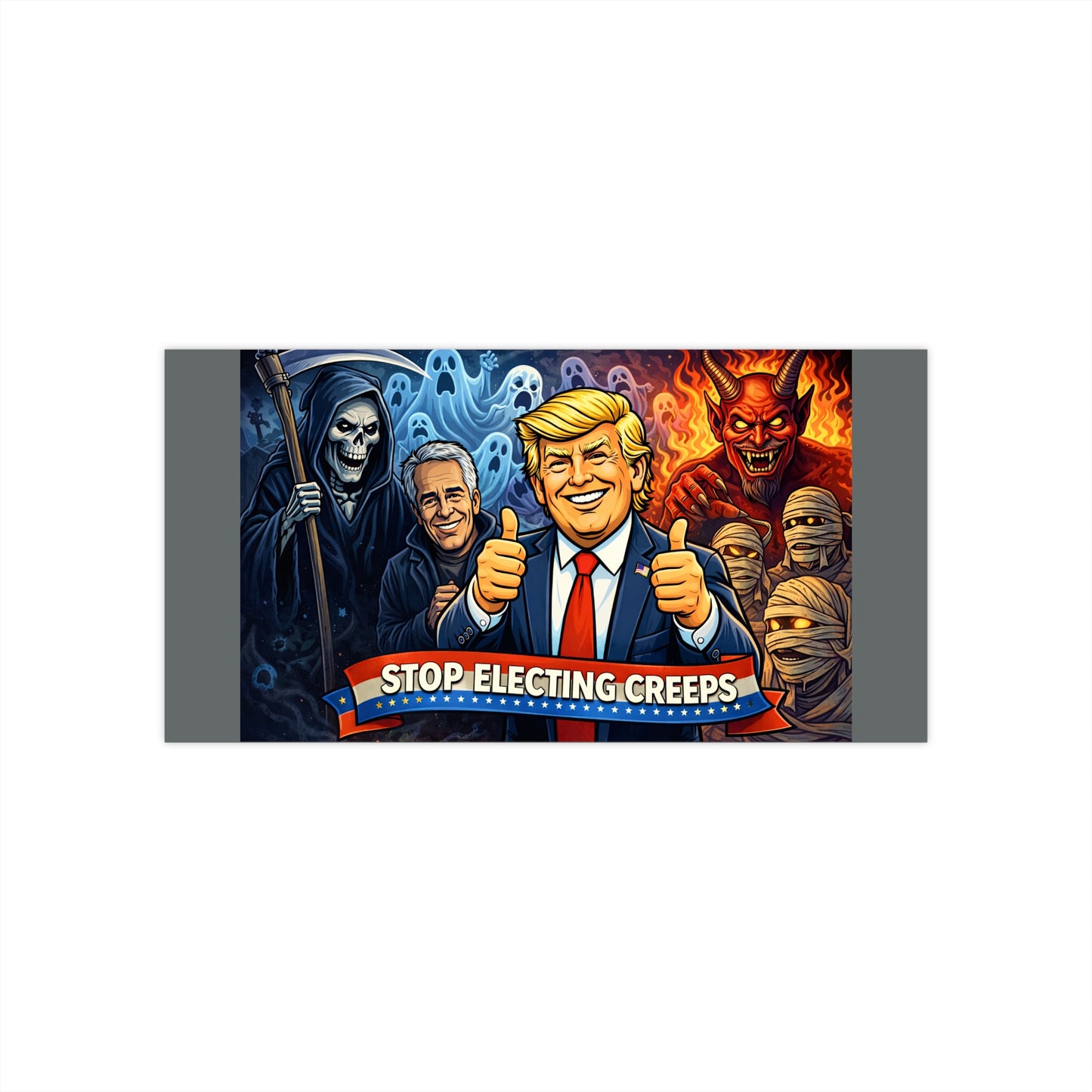 Stop Electing Creeps Bumper Sticker — Trump Cartoon Thumbs Up Political Decal