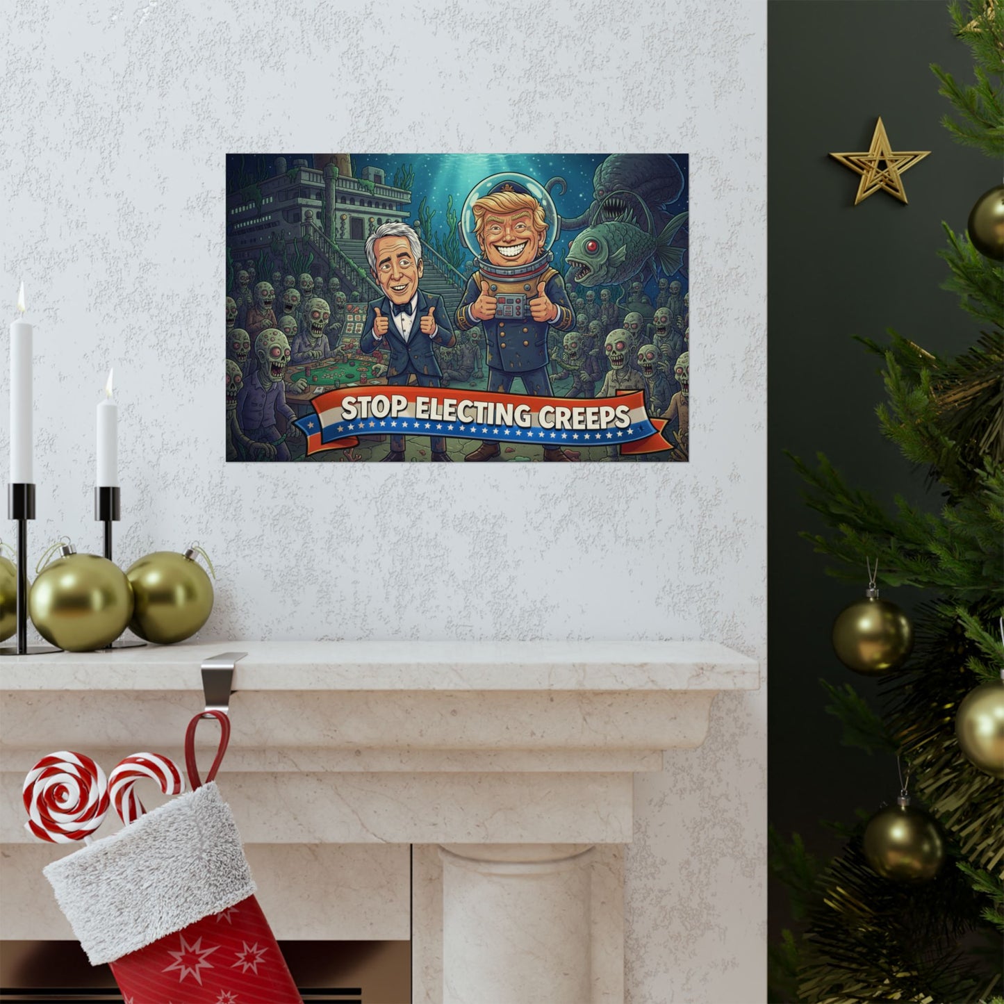 Matte Horizontal Poster — "Stop Electing Creeps" Political Satire Art Print