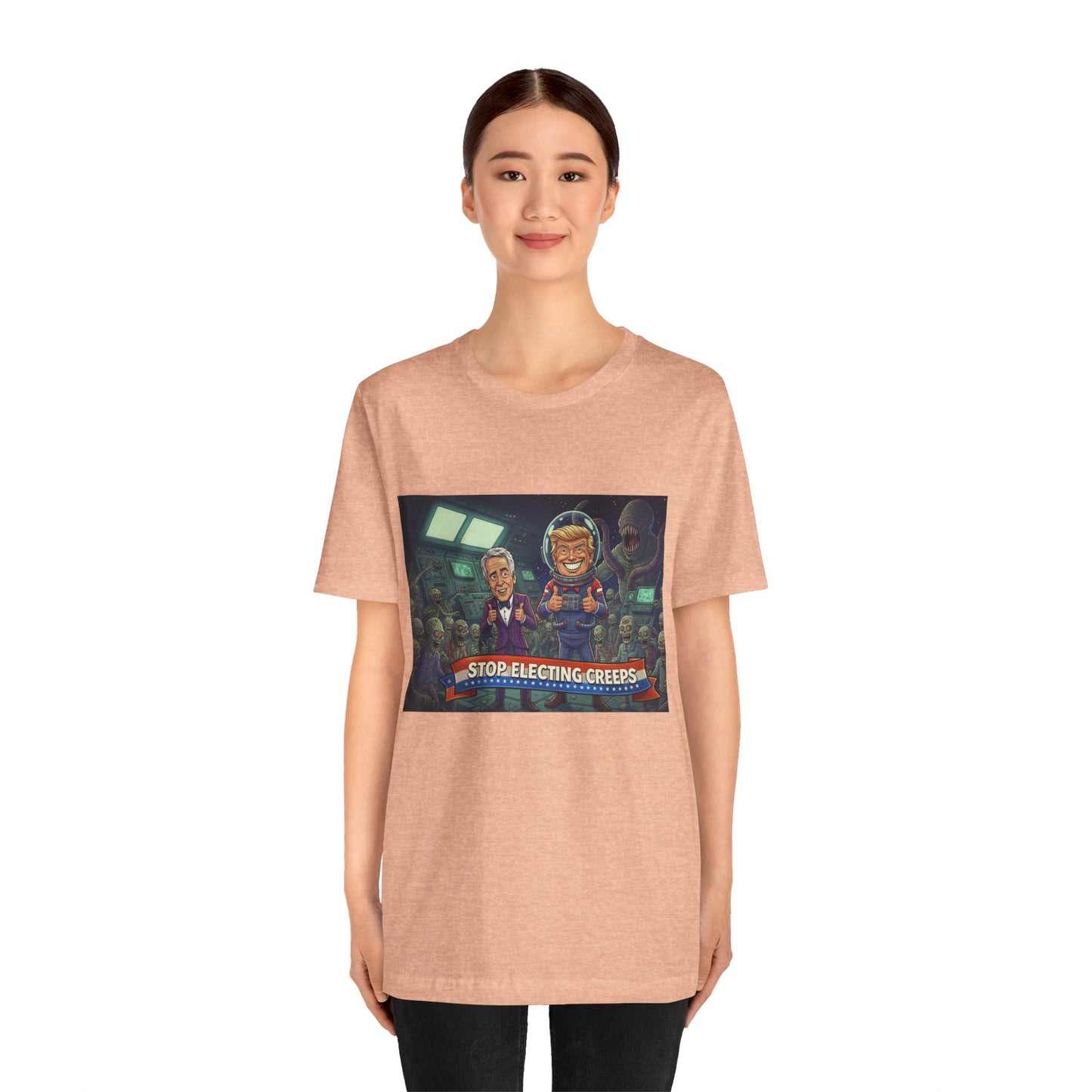 Political Satire Tee — “Stop Electing Creeps” Graphic Shirt