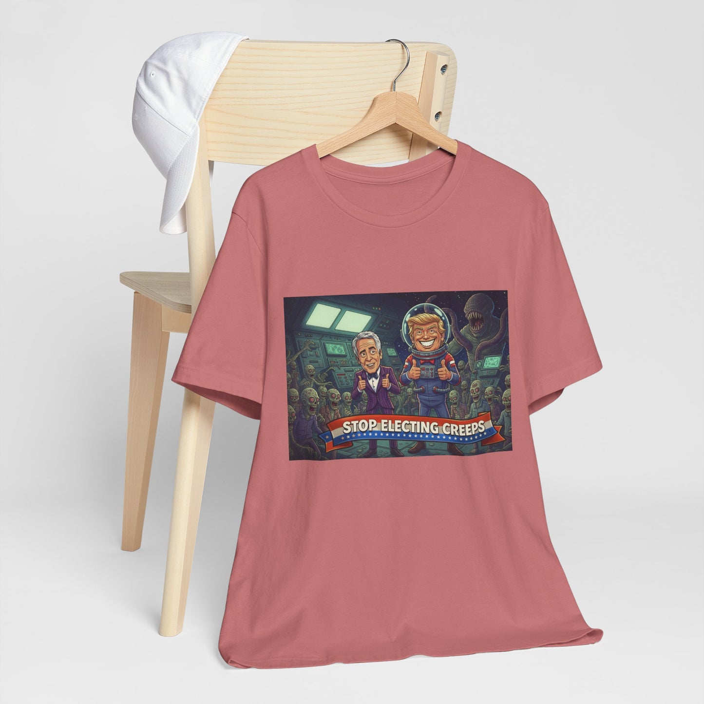 Political Satire Tee — “Stop Electing Creeps” Graphic Shirt