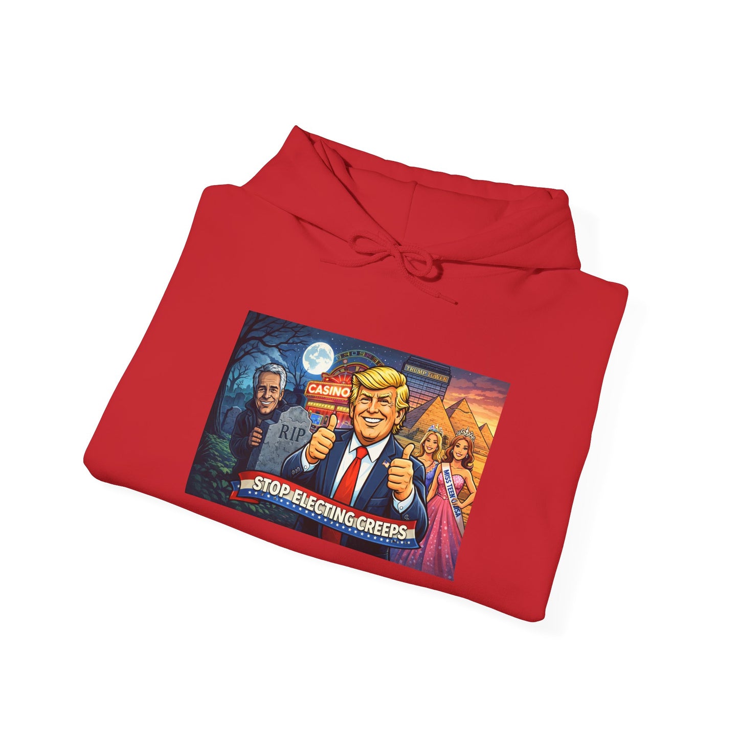 Political Hoodie — 'Make America Grateful' Cartoon Trump & Supporters Graphic Hoodie