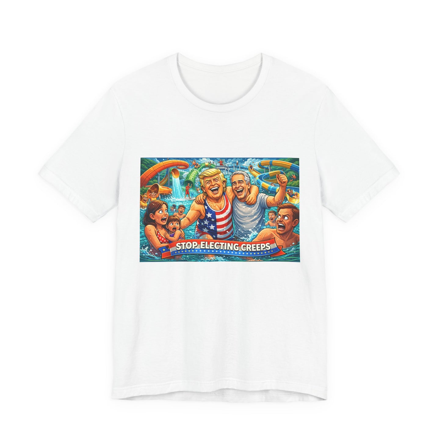 T‑Shirt — "Stop Fleecing Creeps" Beach Party Graphic Tee