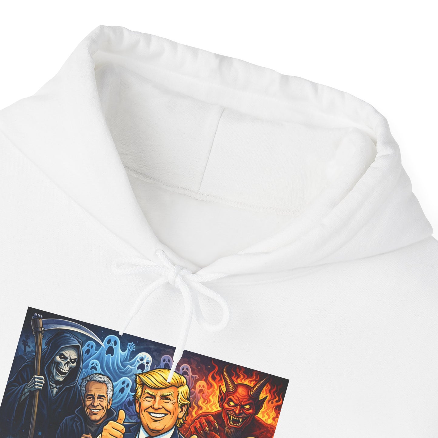 Political Caricature Hoodie — Bold Retro Satire Graphic Sweatshirt