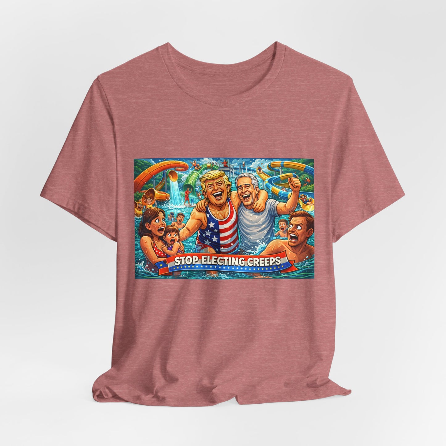 T‑Shirt — "Stop Fleecing Creeps" Beach Party Graphic Tee