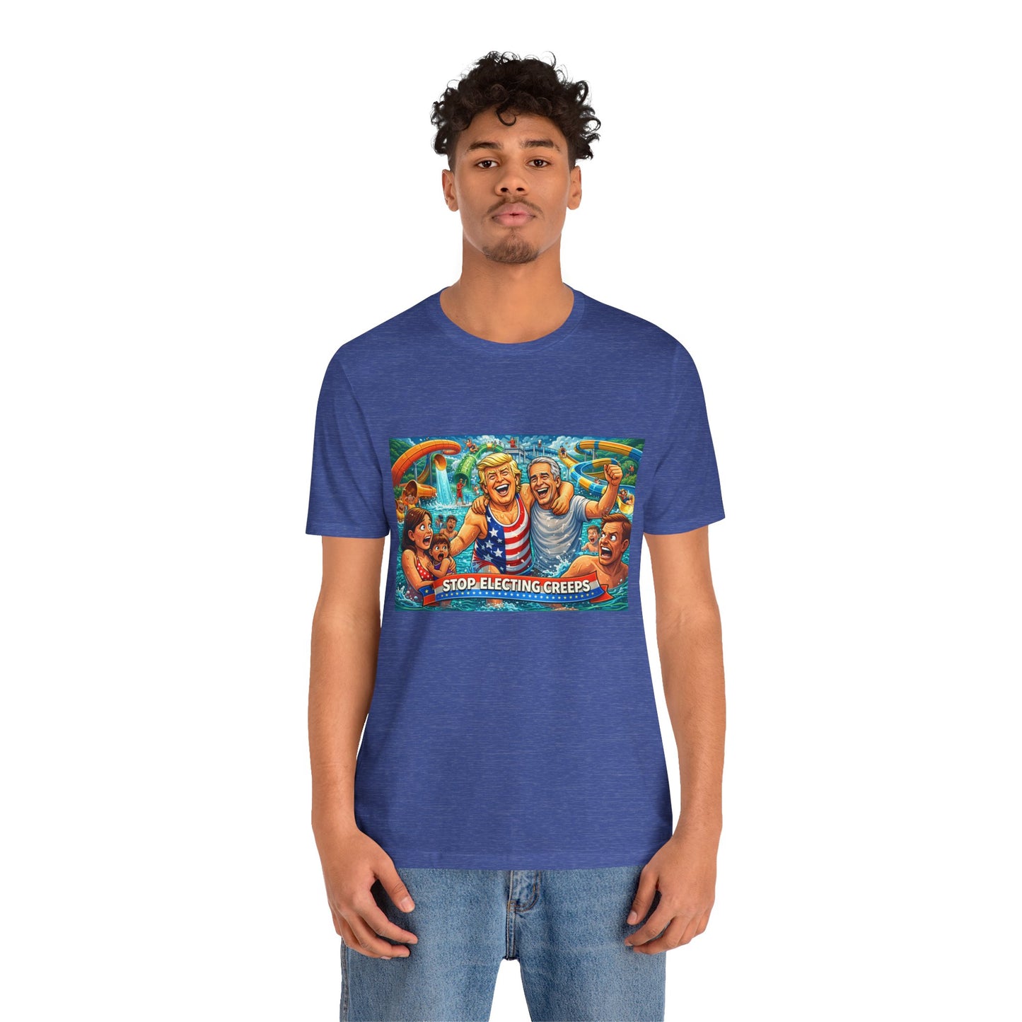 T‑Shirt — "Stop Fleecing Creeps" Beach Party Graphic Tee