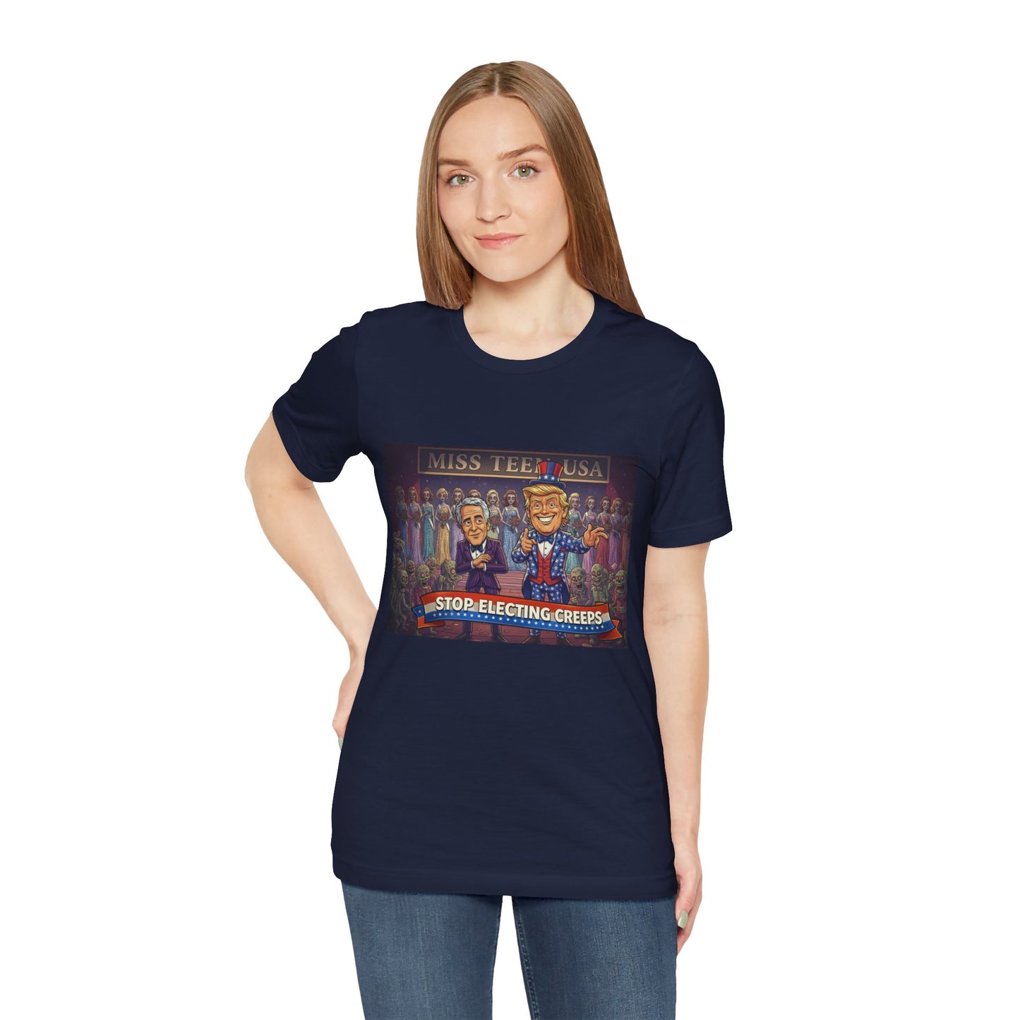 Political Satire Tee – "Stop Electing Creeps" Graphic Shirt
