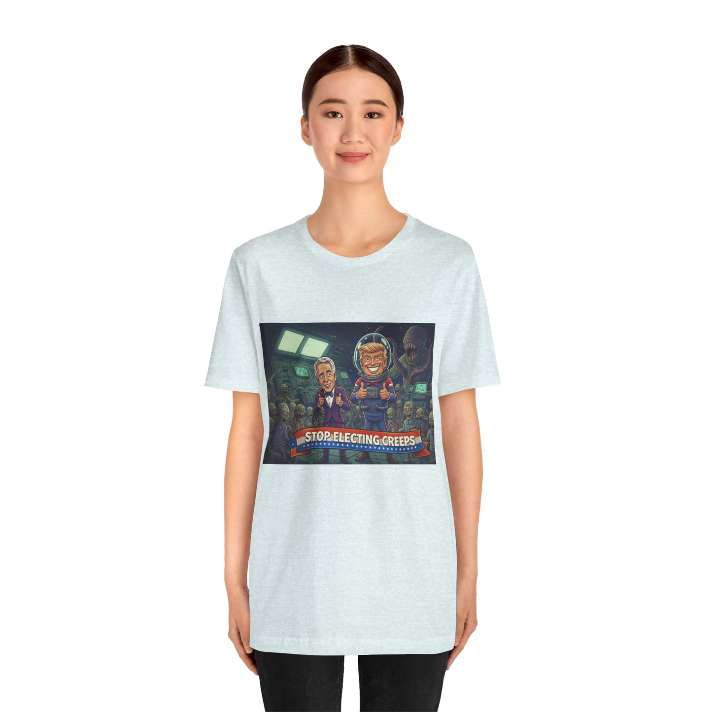 Political Satire Tee — “Stop Electing Creeps” Graphic Shirt