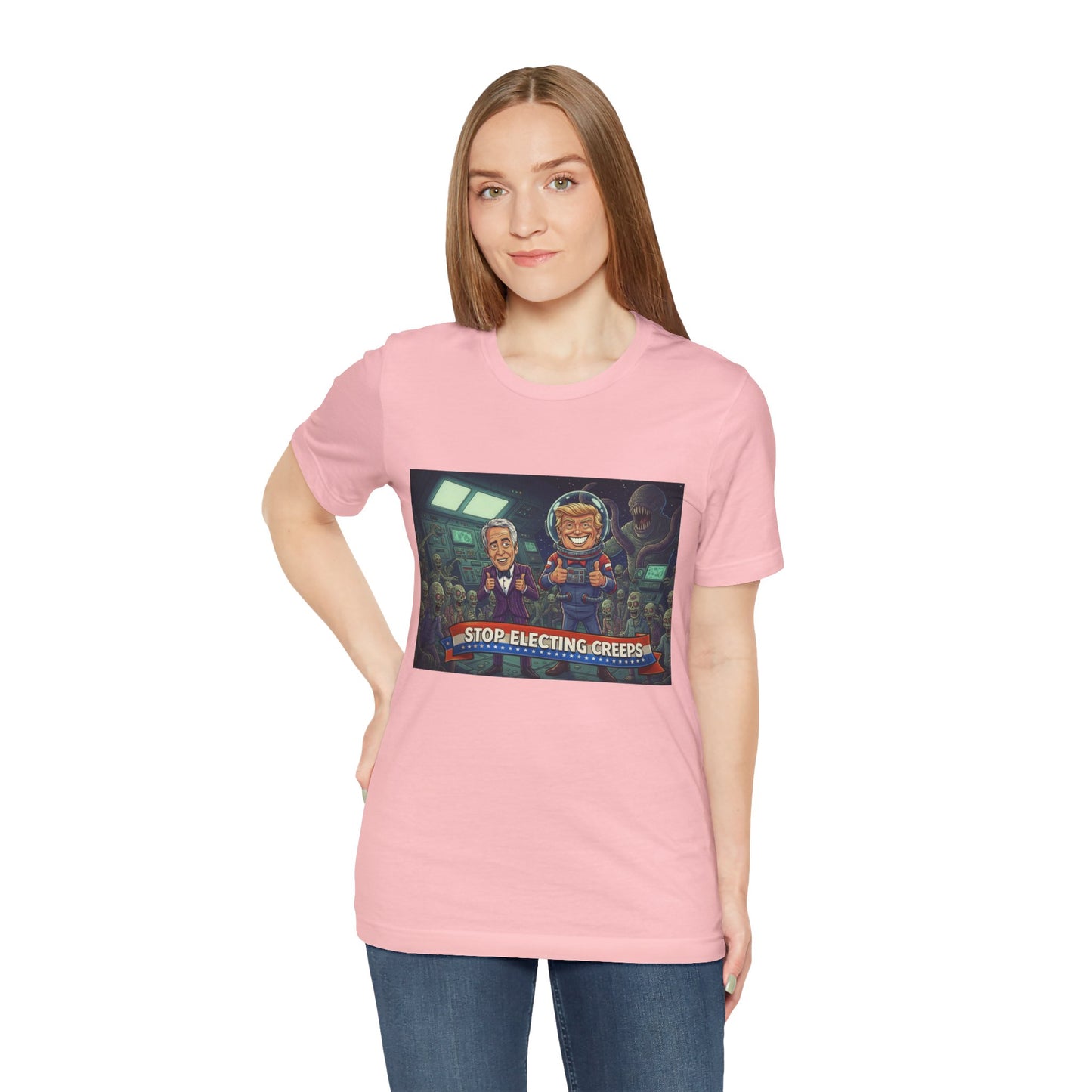 Political Satire Tee — “Stop Electing Creeps” Graphic Shirt