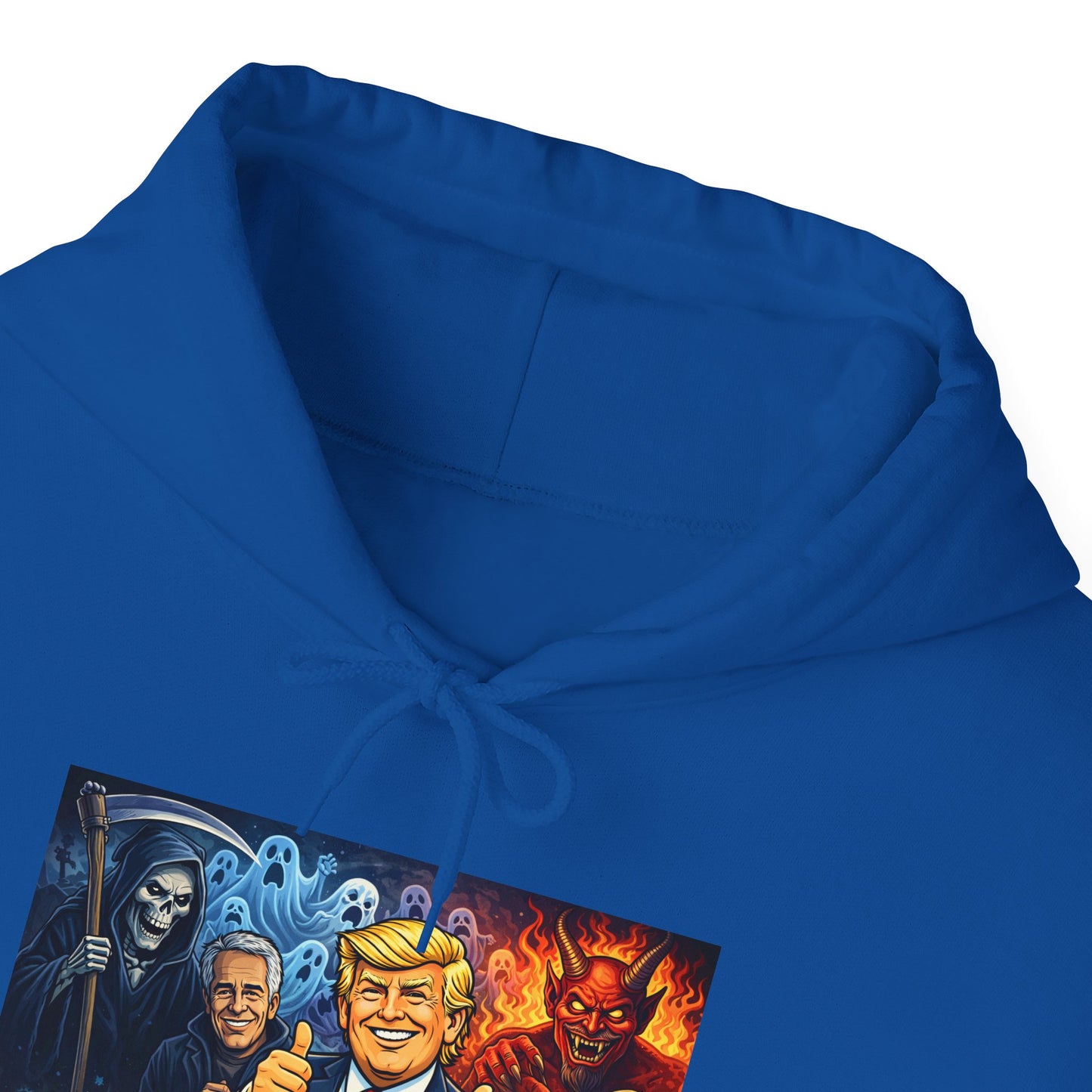 Political Caricature Hoodie — Bold Retro Satire Graphic Sweatshirt