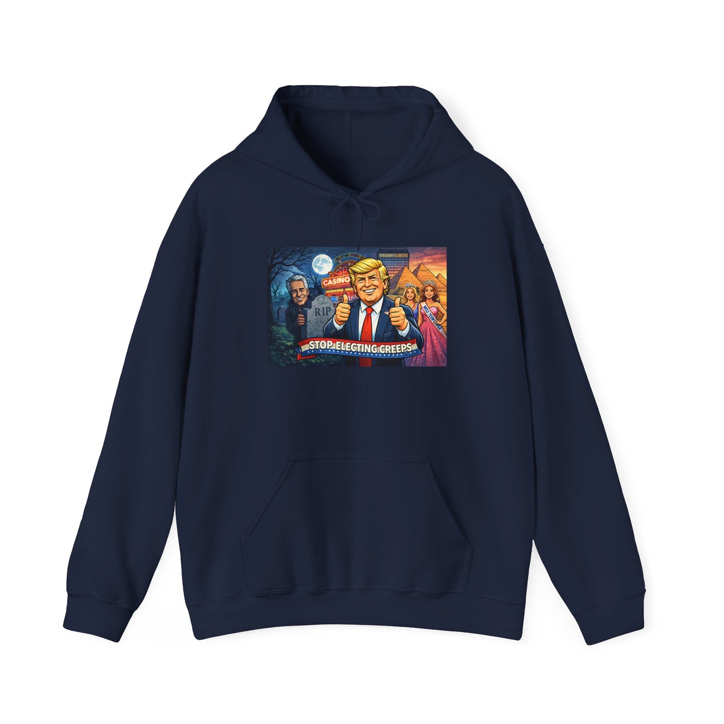 Political Hoodie — 'Make America Grateful' Cartoon Trump & Supporters Graphic Hoodie