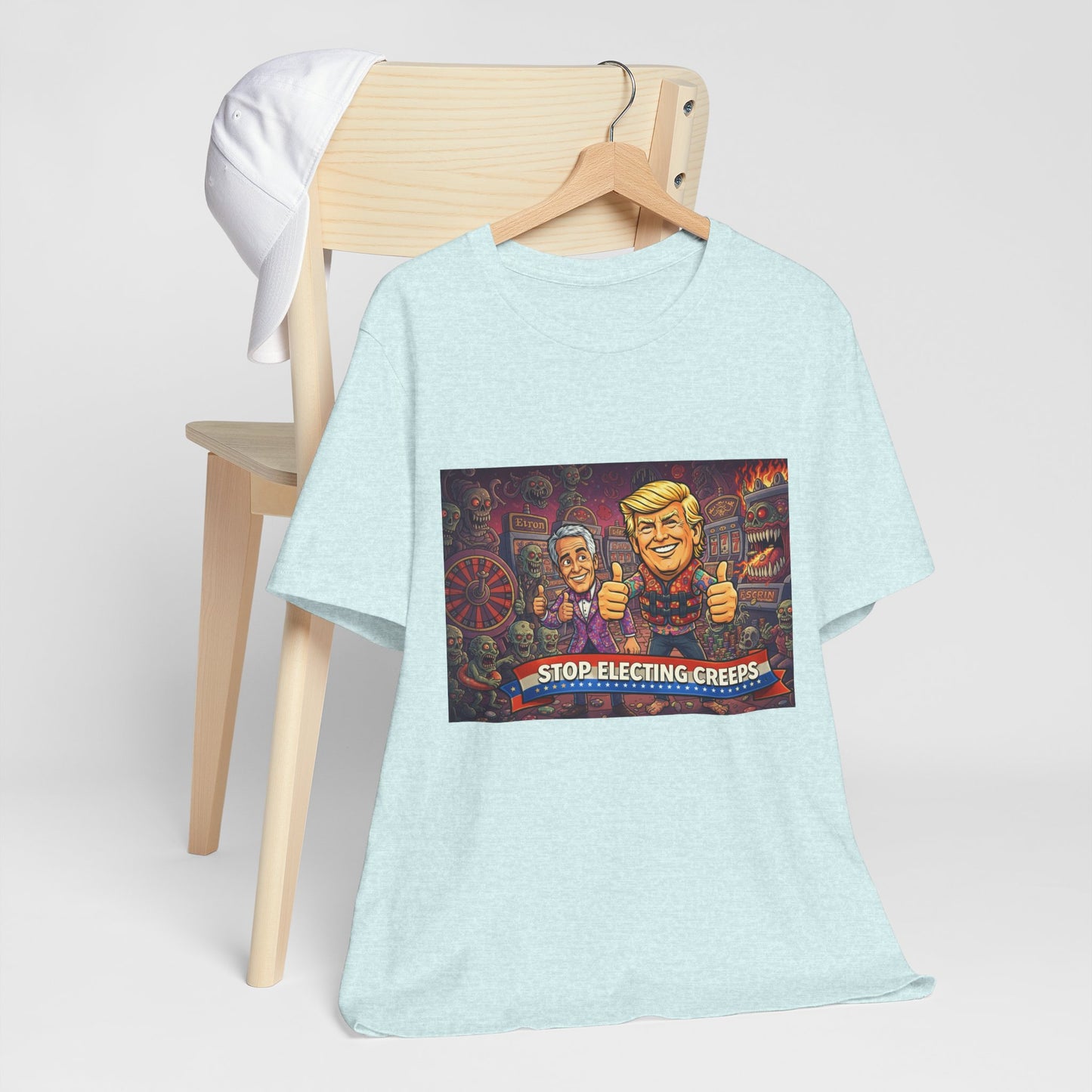 Political Satire Tee — "Stop Electing Creeps" Graphic Shirt