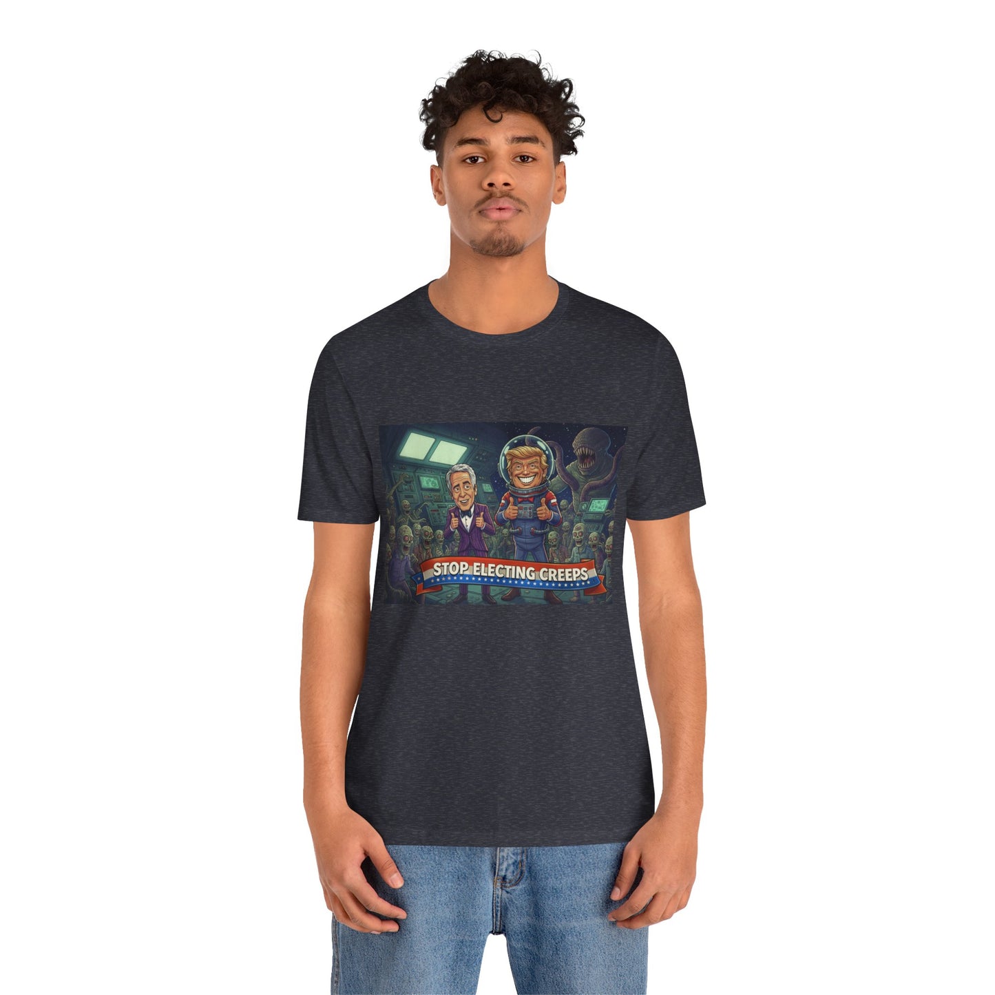 Political Satire Tee — “Stop Electing Creeps” Graphic Shirt