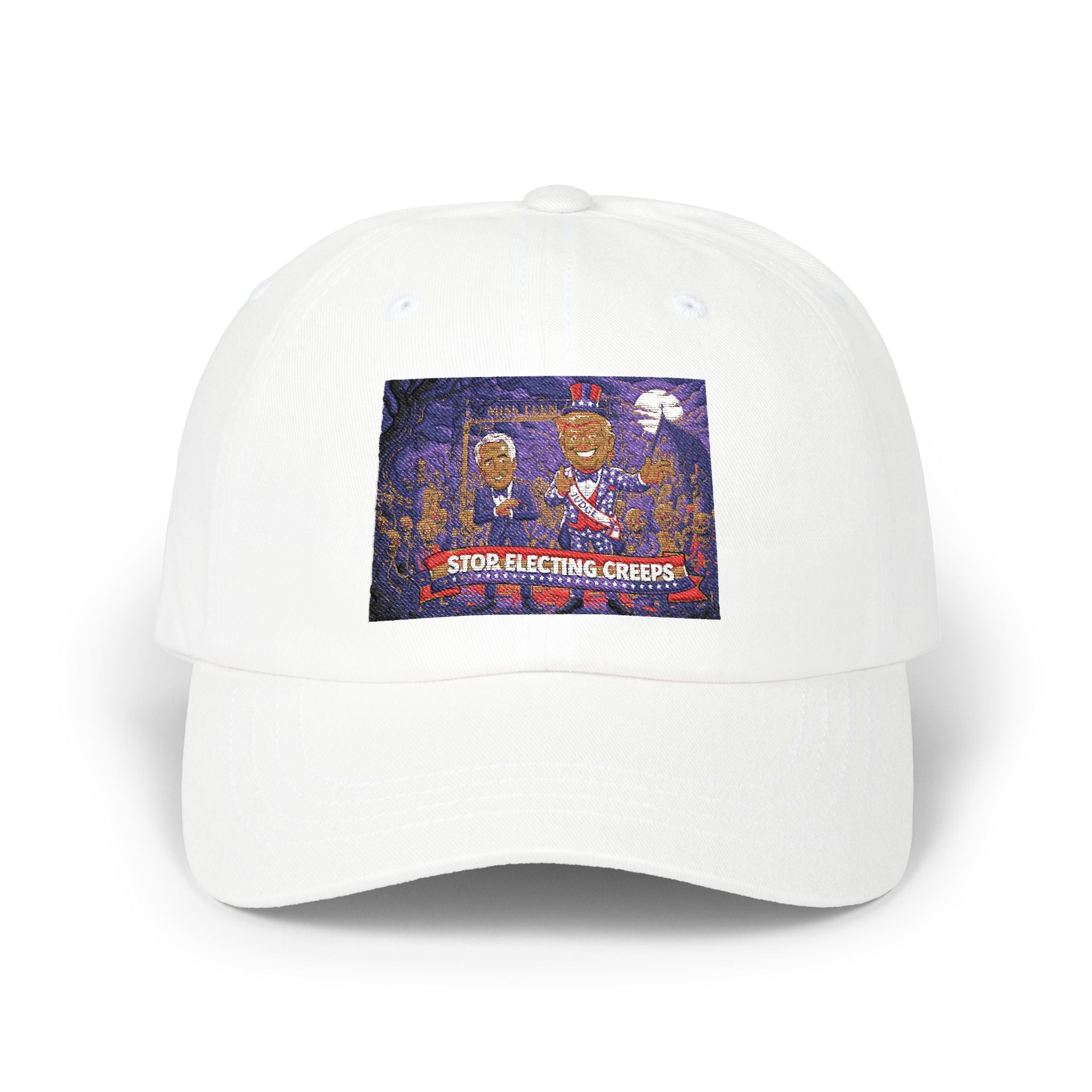 Classic Dad Cap — Retro Cartoon 'Stop Electing Creeps' Embroidered Baseball Hat