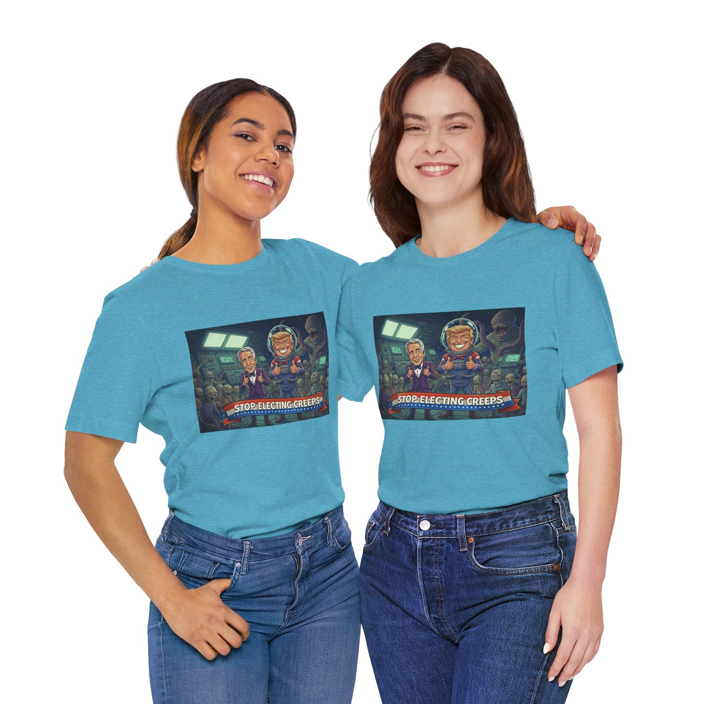 Political Satire Tee — “Stop Electing Creeps” Graphic Shirt