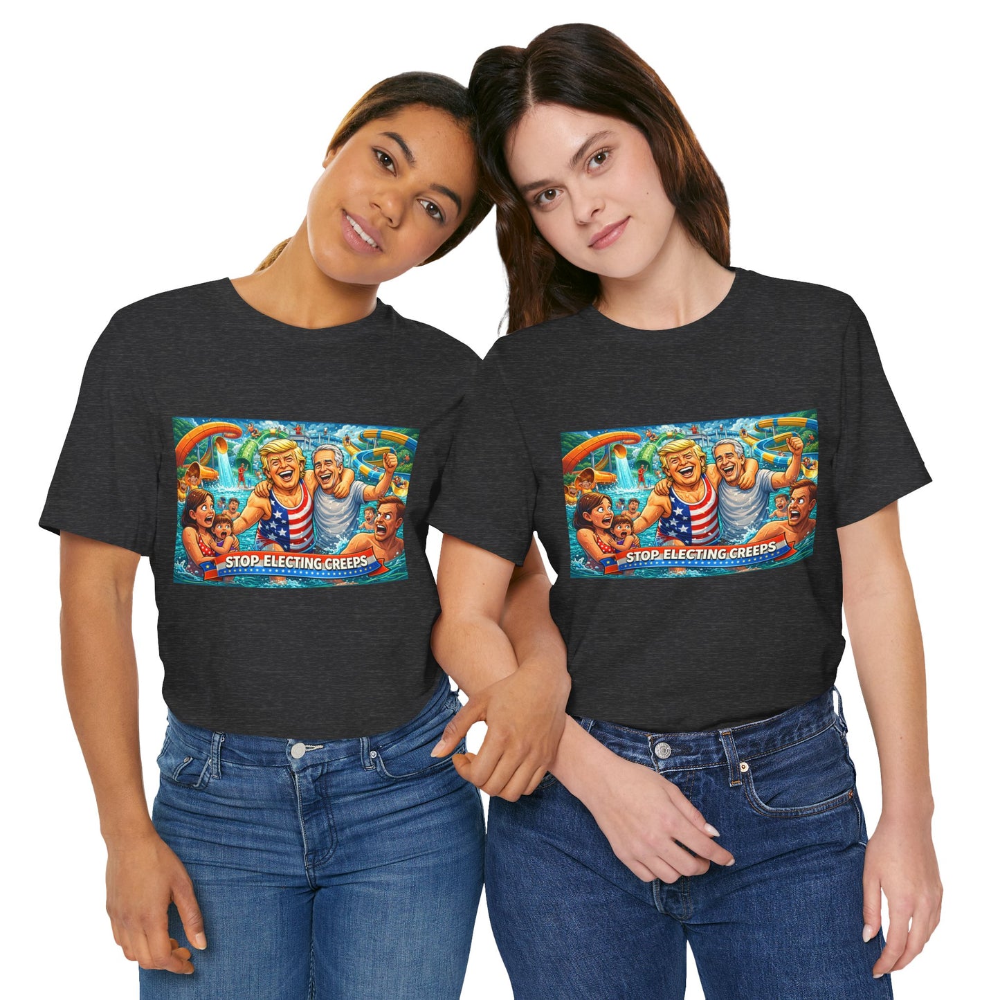 T‑Shirt — "Stop Fleecing Creeps" Beach Party Graphic Tee